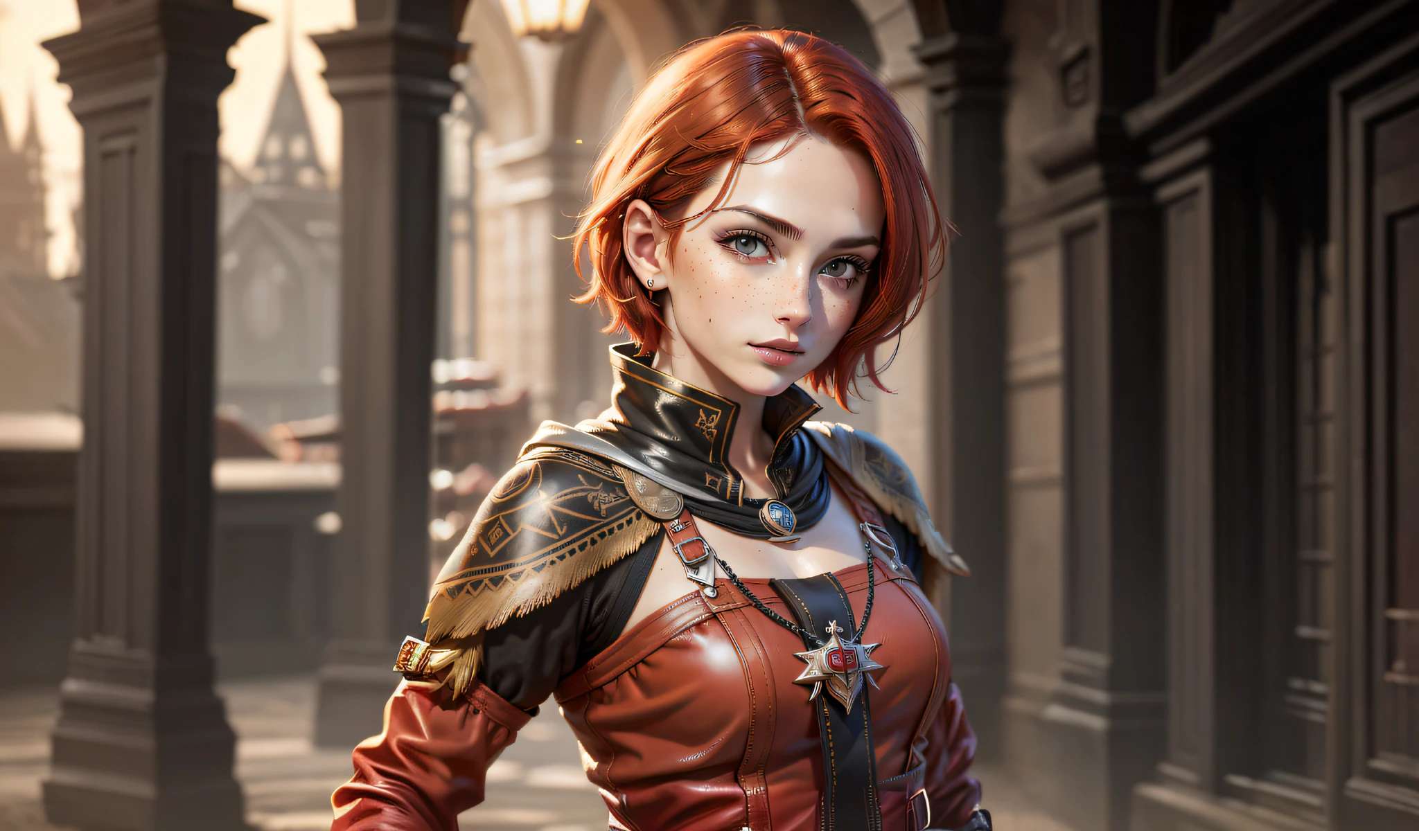 there is a woman with red hair and a leather jacket, stunning character art, alexandra fomina artstation, hyperdetailed fantasy character, fantasy concept art portrait, 2. 5 d cgi anime fantasy artwork, cgsociety portrait, epic exquisite character art, highly detailed character, beautiful character painting, 8k portrait render, 8k high quality detailed art