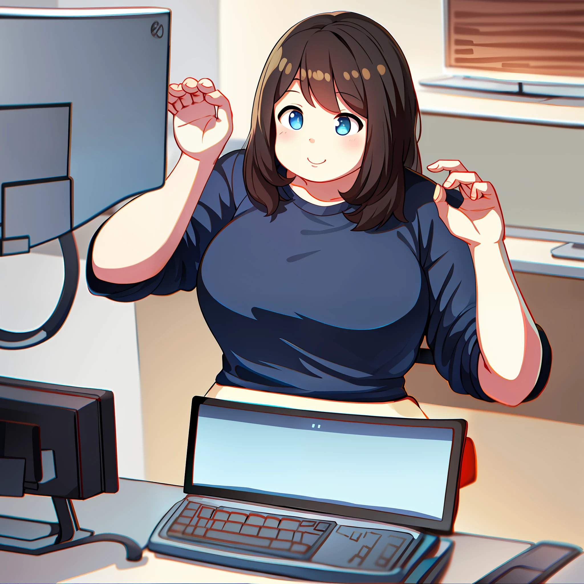 Obese people use computer 3