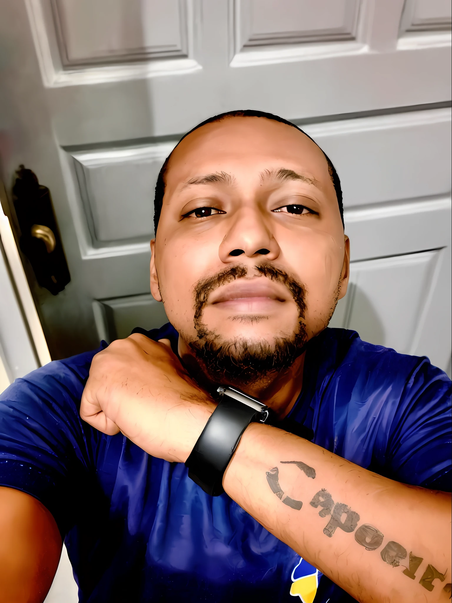 there is a man with a tattoo on his arm and a watch on his wrist, profile image, taken in the early 2020s, profile photo, profile pic, arms crossed on chest, profile picture, photo of a man, inspired by James E. Brewton, taken on iphone 14 pro, wearing presidential band, instagram post --auto --s2