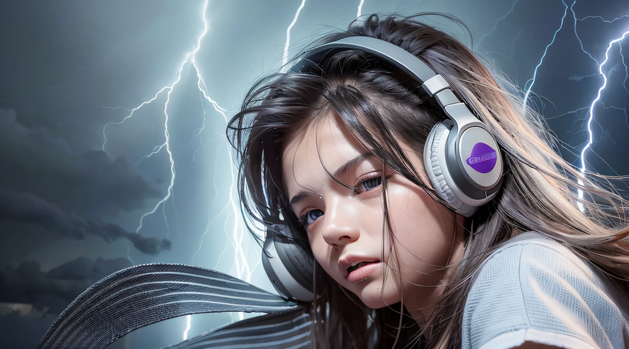 a 14 YEAR OLD GIRL Of headphones, lightning, with thunderstorms, thunderstorms, with lightning, crackling with lightning, lightning storms, thunderstorms, lightning storms, lightning!!!, effects of lightning, severe weather storms, electrical storm, lightning storm, detailed lighting and thunder, during a storm, in a lighting storm, thunderstorm, dark storms with lightning --auto --s2
