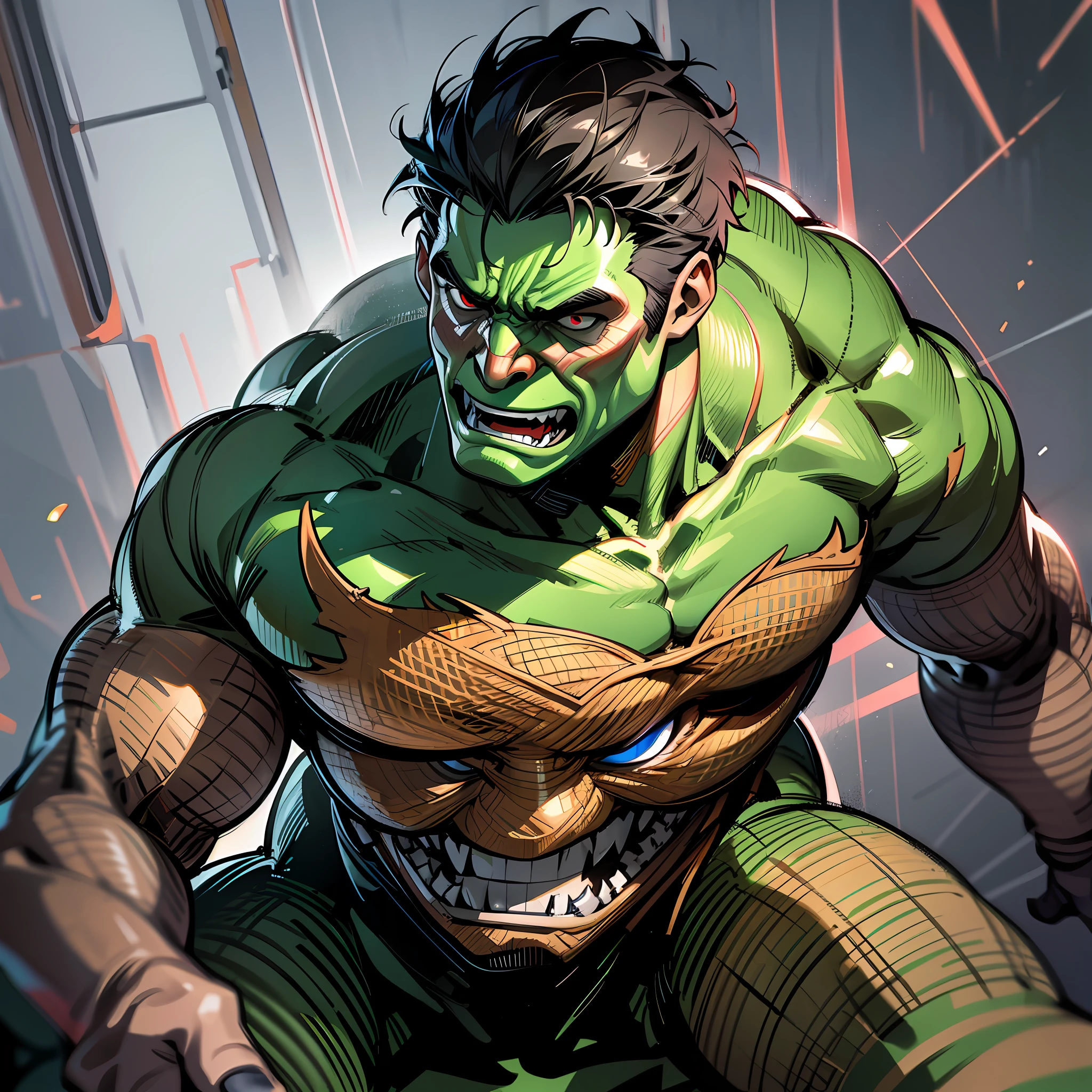 Crria a mix of spider-man and the Hulk of marvel, realistic image front vision, realist, render 8X, Full HD image