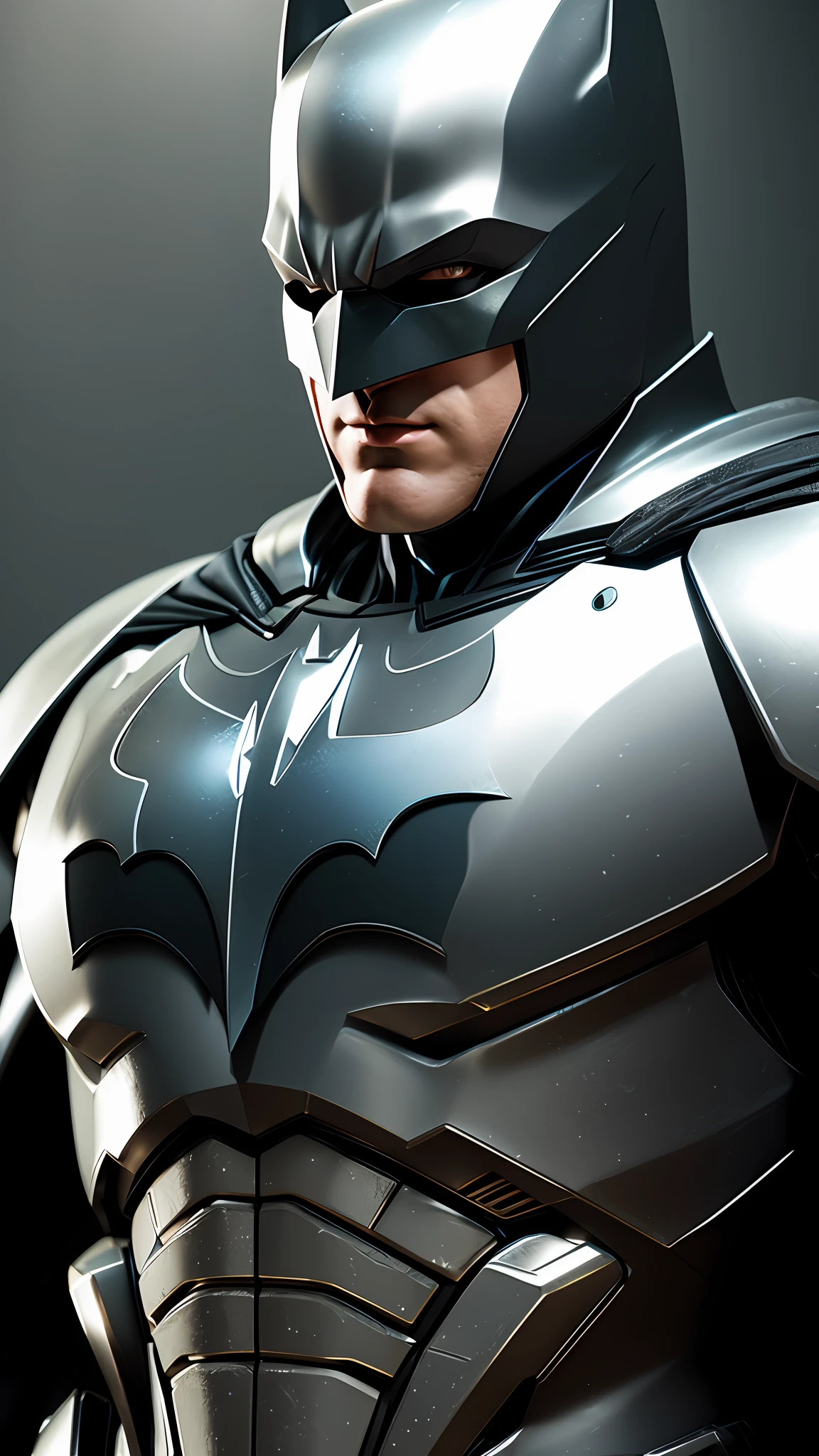 Batman, metallic armor, photography, soft lighting, soft details, octane, trend artstation, ultra high detail, ultra realistic, cinematic, 16k