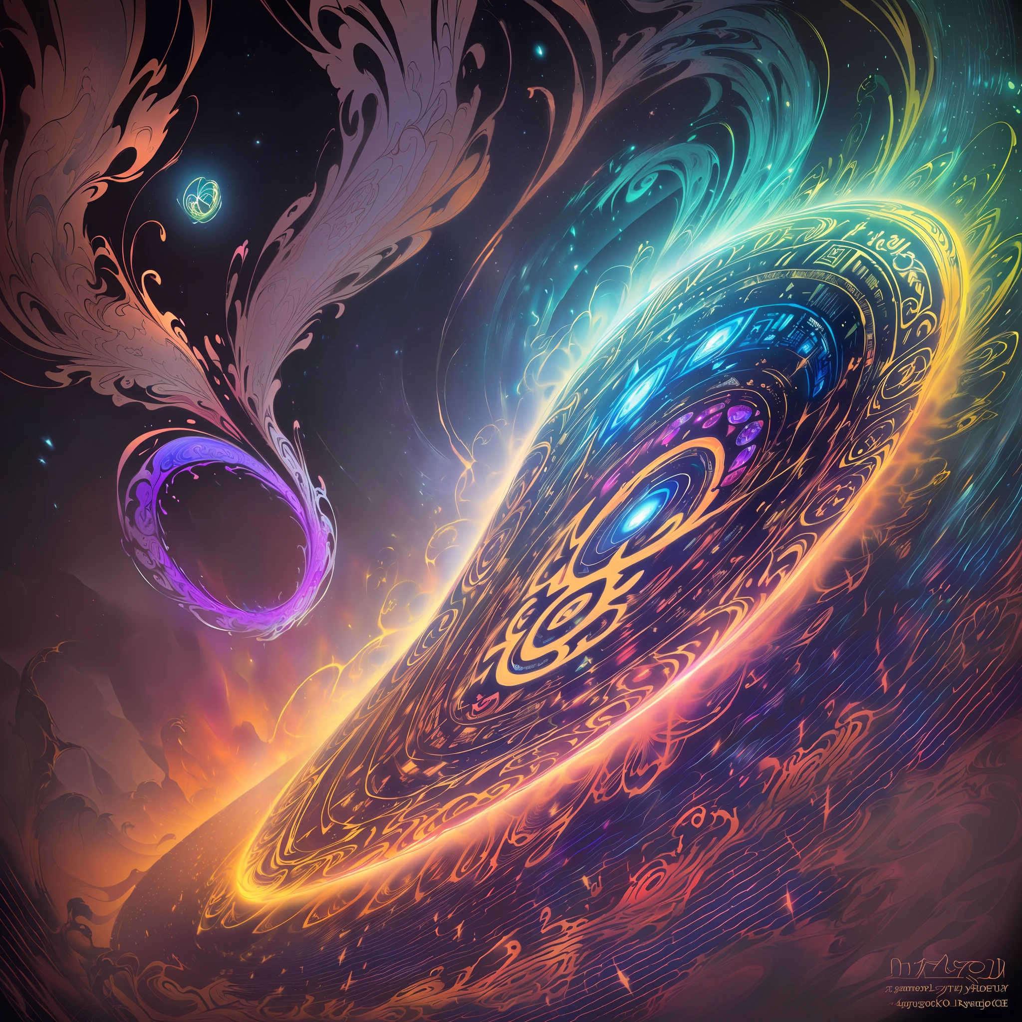 abstract digital painting of a spiral with a bright light, a beautiful artwork illustration, mystical swirls, digital painting | intricate, colorful concept art, intricate digital painting, fractal thunder dan mumford, dan mumford and alex grey style, anton fadeev and dan mumford, swirling water cosmos, astral ethereal, dan mumford. maya render, colorfull digital fantasy art
