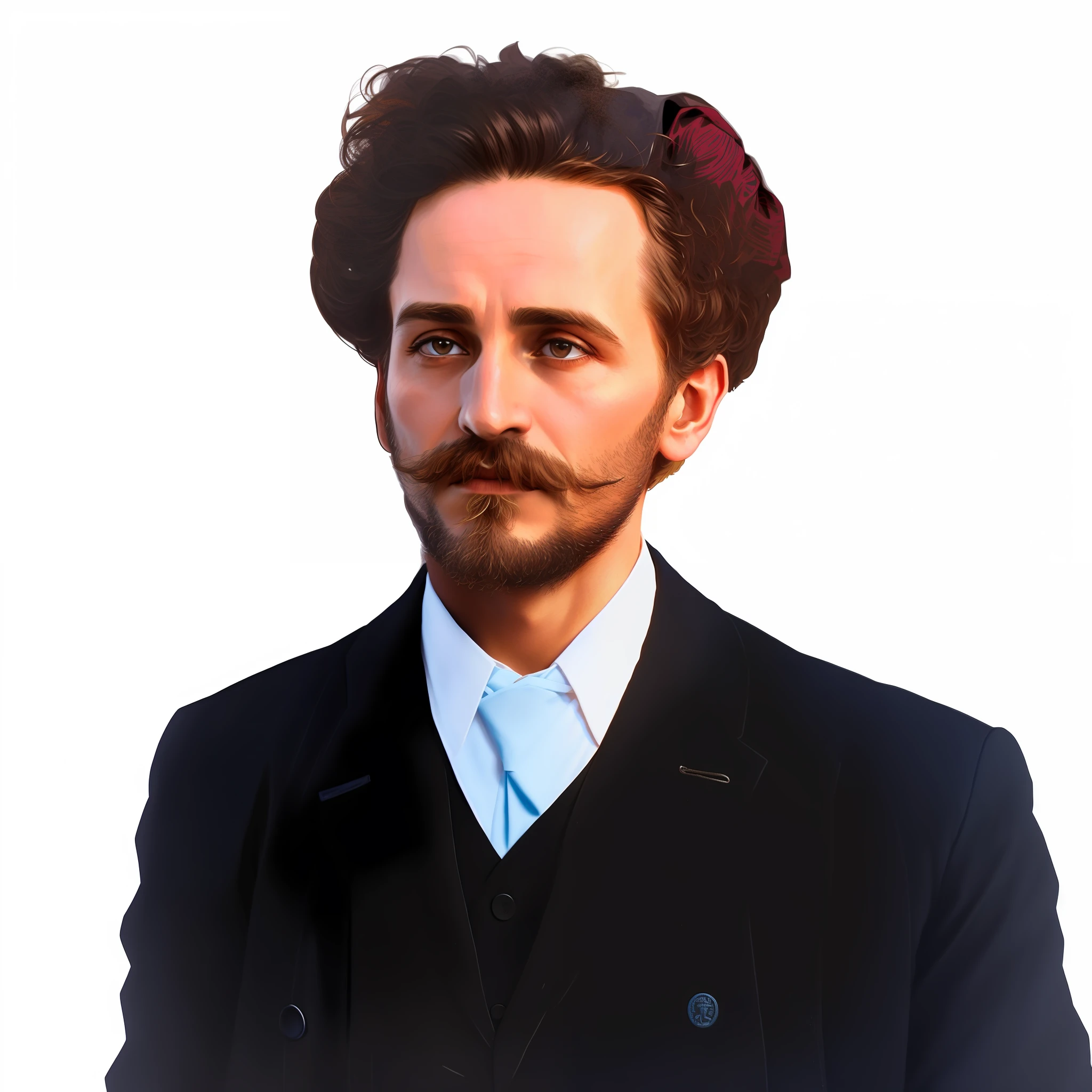 there is a man with a beard and a suit and tie, jules bastien lepage, houdini & photoshop, colorized 1 9 0 4 photo, alfonso mucha, houdini rendering, stanisław, a colorized photo, (jean jules linden), colorized photograph, inspired by Édouard Debat-Ponsan, jules bastien le - page