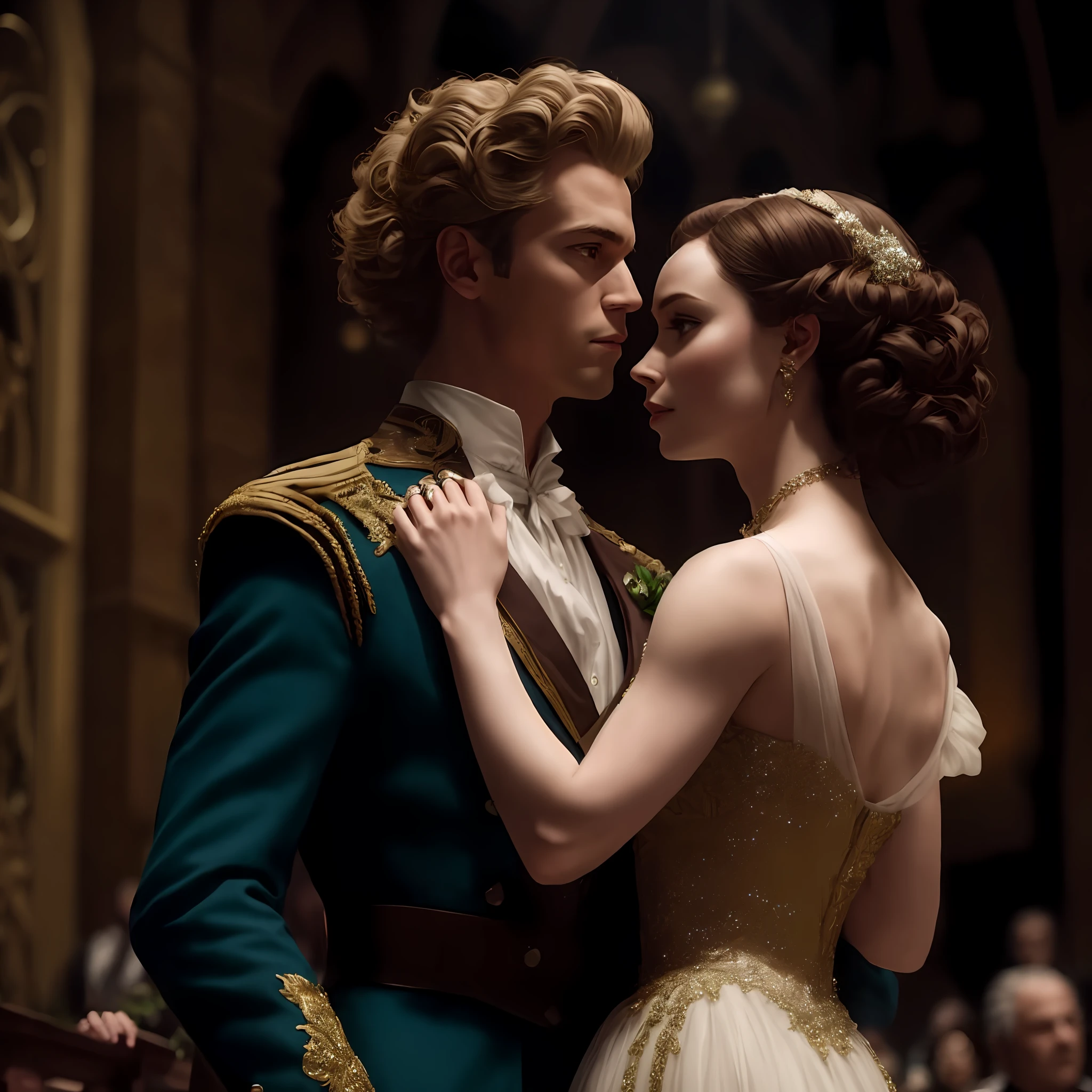 A woman in a dress and a man in a suit are together, fantasy movie, still from a live-action movie, Netflix, 4K movie still, 4K movie still, still from the movie, still still from the movie, still from a fantasy movie, #filme, 8k movie still