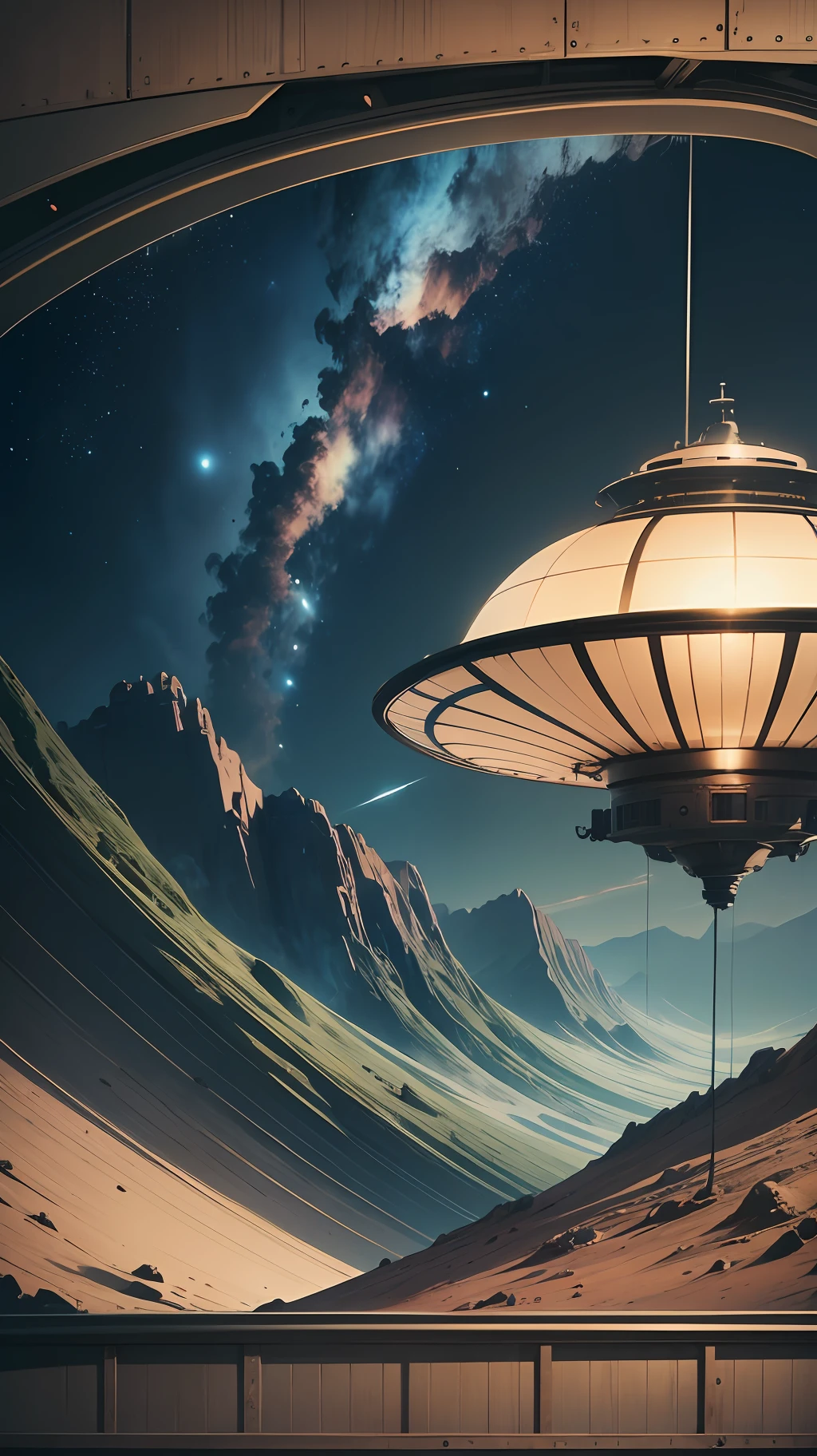 Inside a hyper-detailed flying saucer, cinematic 8k, wallpaper. --auto --s2