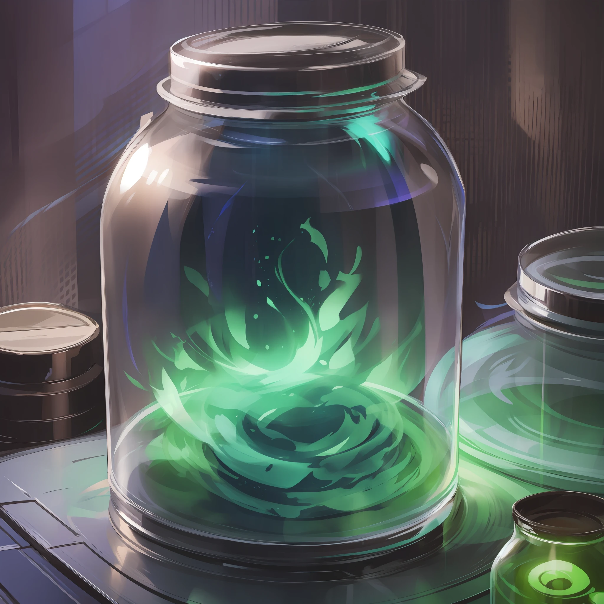 Enclosed scifi jar, ghastly glow