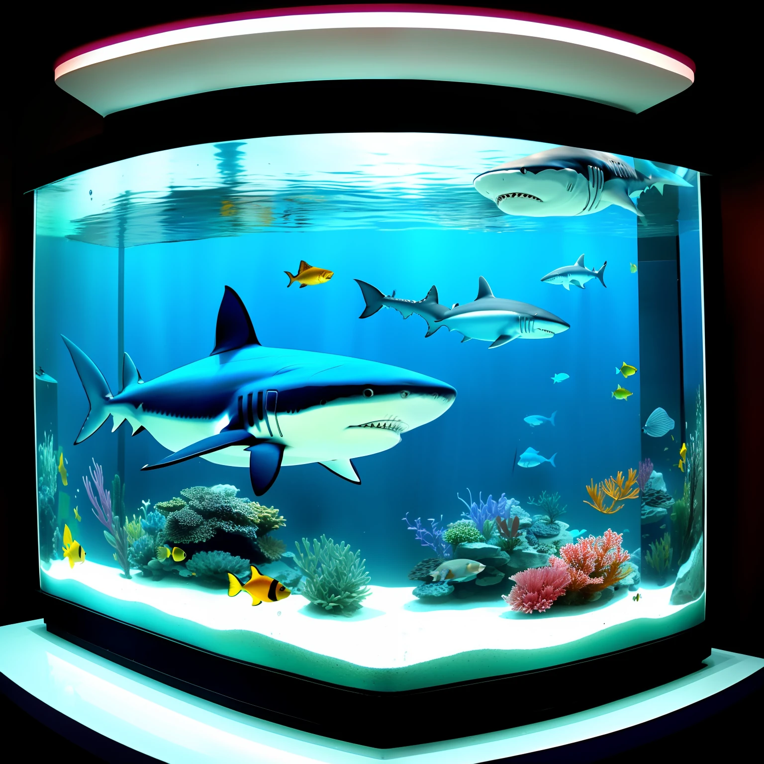 A shark inside a fish tank