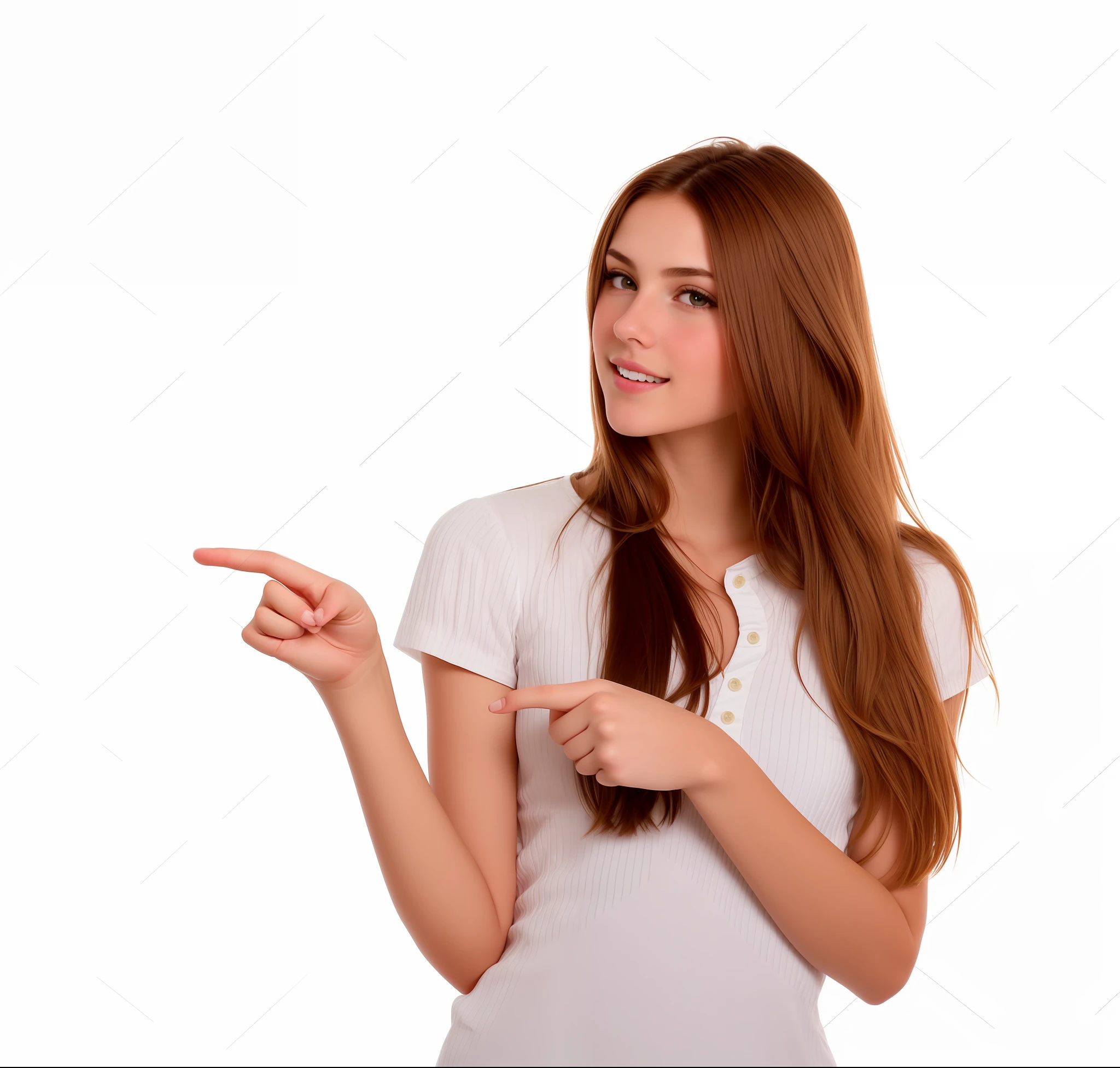 a woman pointing to something with her finger on a white background, with pointing finger, pointing, pointing at the camera, attractive girl, cute young woman, a cute young woman, prompt young woman, young and cute girl, good young girl, cute young girl, pointing index finger, photo of a model, 'white background'!!!, girl next door innocent look