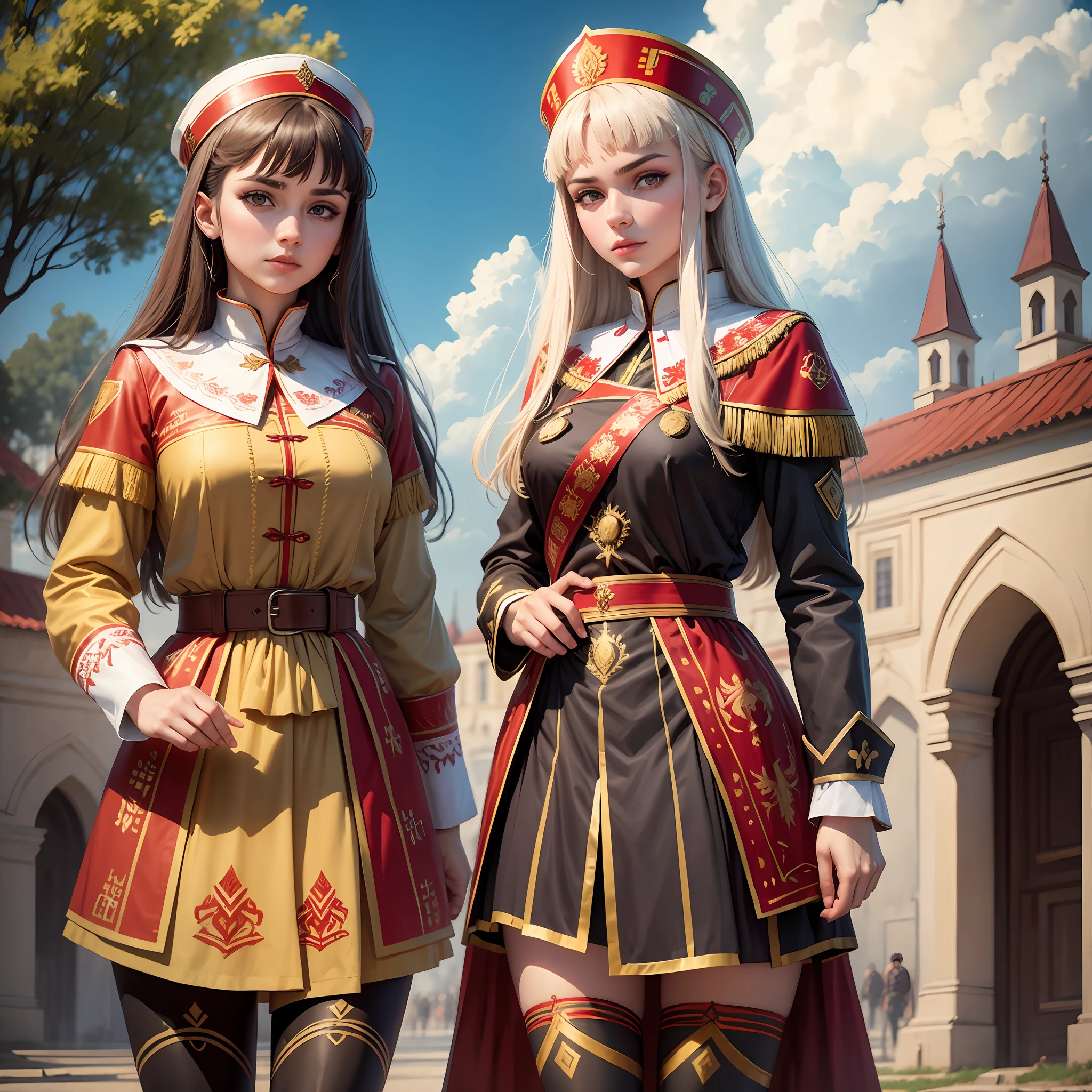 Create a Romanian female army wearing traditional Romanian clothing --auto --s2