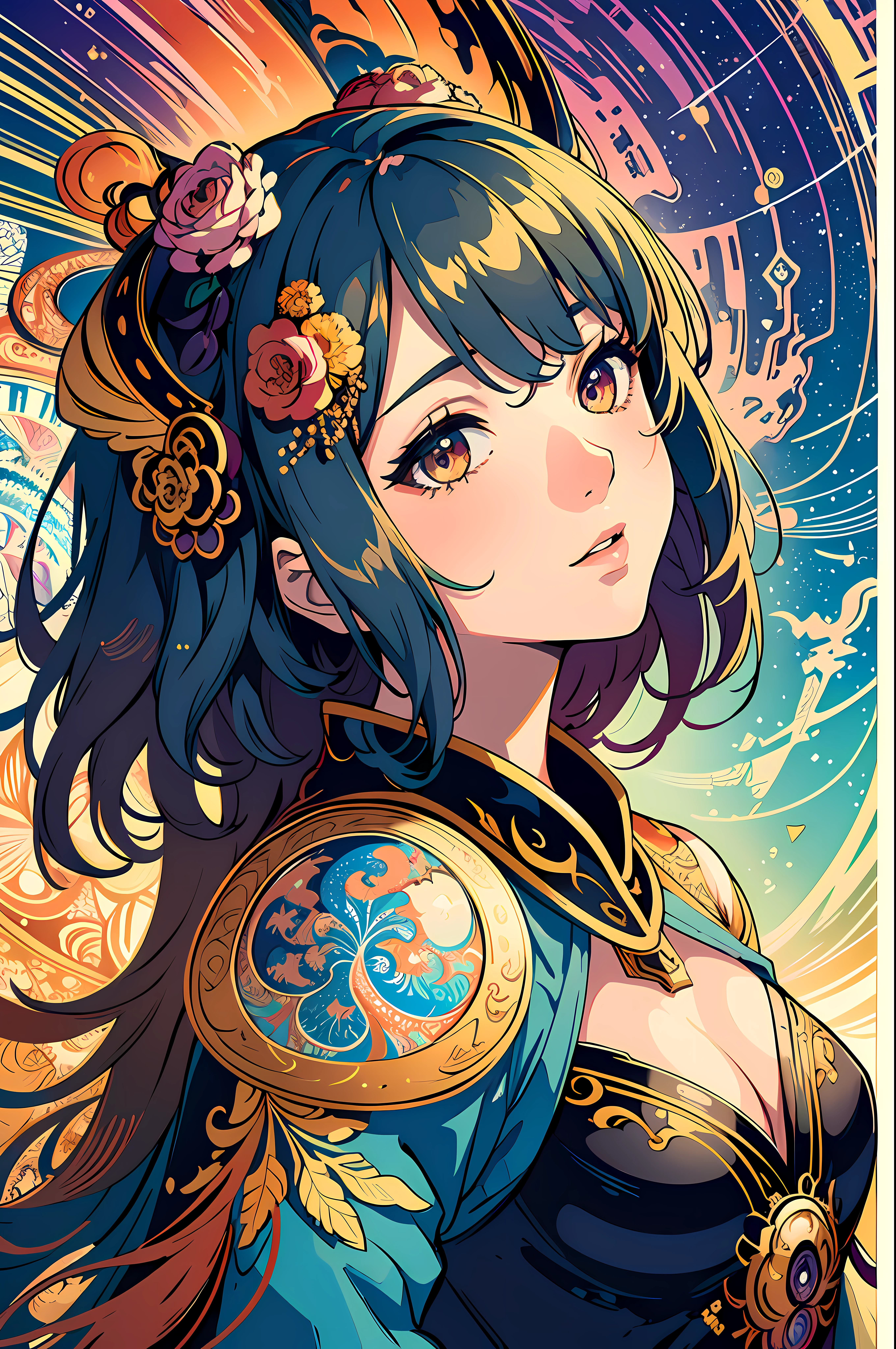 (masterpiece, top quality, best quality, official art, beautiful and aesthetic:1.2), (1girl), extreme detailed,(fractal art:1.3),colorful,highest detailed