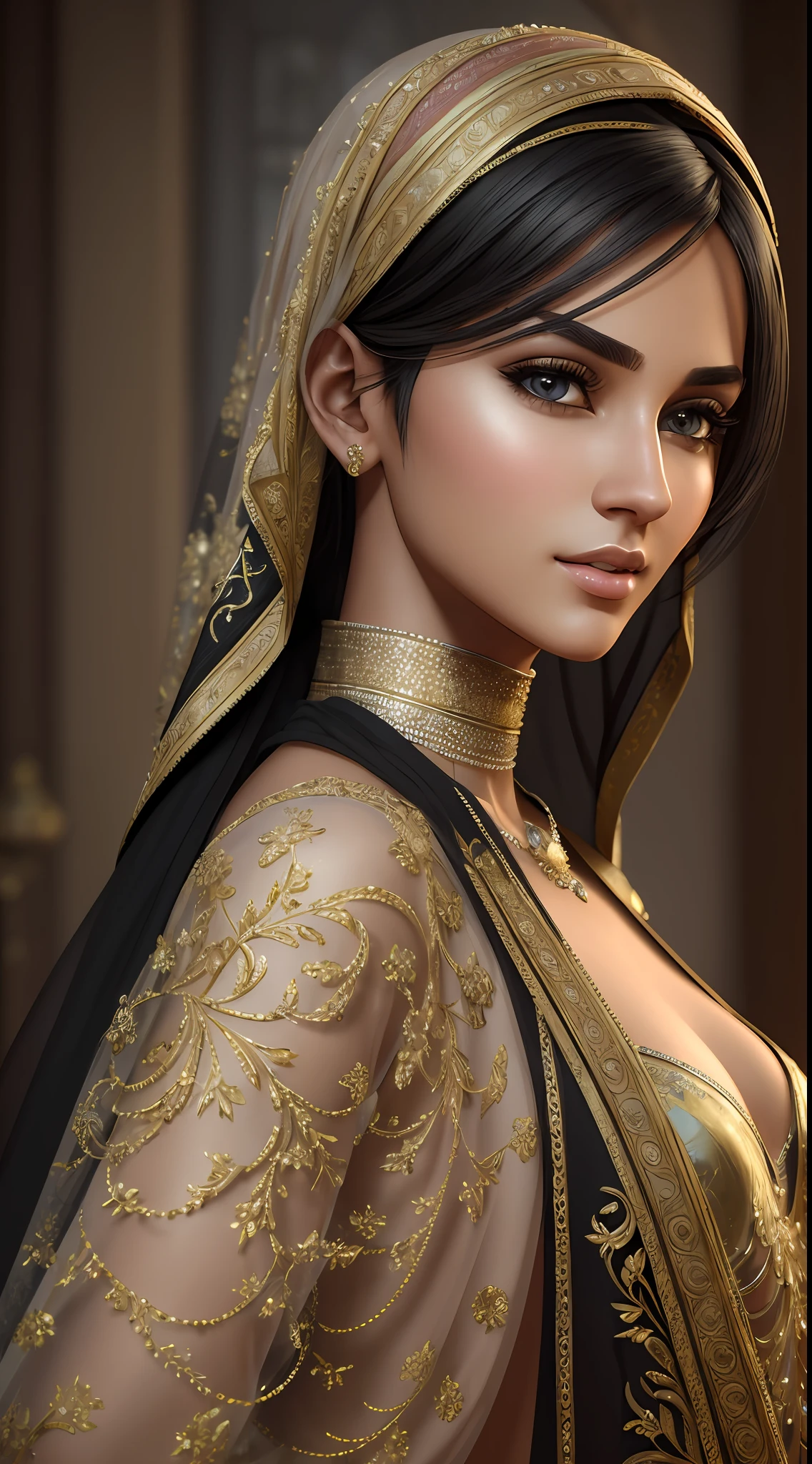 (masterpiece), high quality, ultra-realistic, hyper detailed CG character creation, (ah201), stunningly beautiful, highly detailed face, Swedish-Arabian fusion, ideal facial features, perfect eyes, short black hair, smooth skin, slender and graceful body