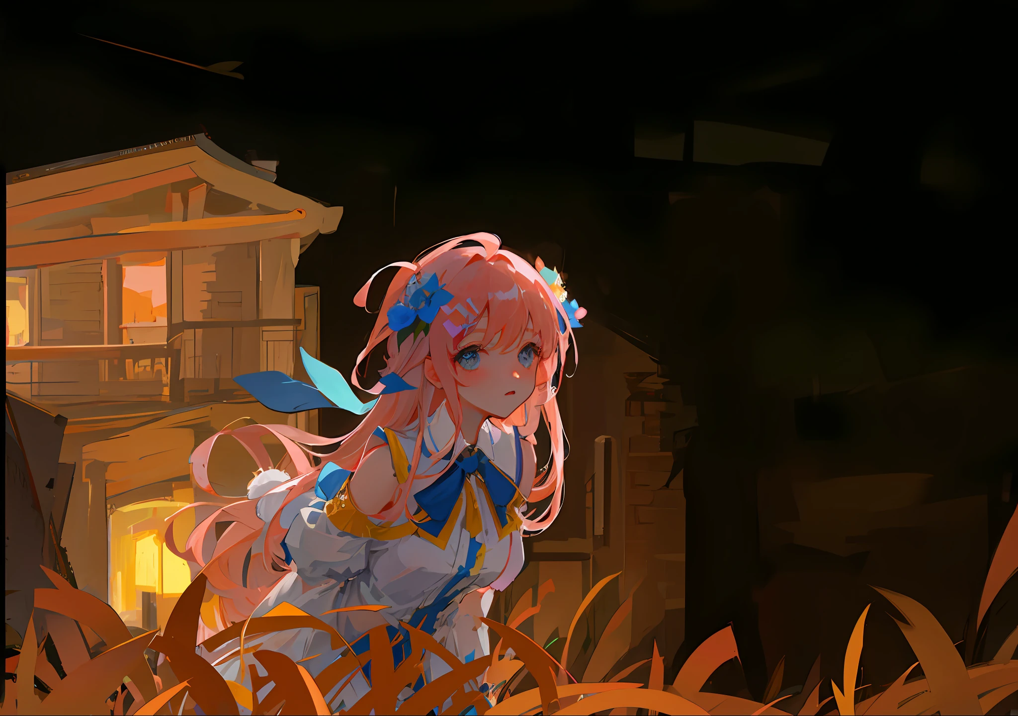 masterpiece, best quality, ultra-detailed, illustration,(1girl),beautiful detailed eyes, looking at viewer, close up, (breast focus), (arms behind back:1.2), pink hair, shy,Rabbit hairpins,naked