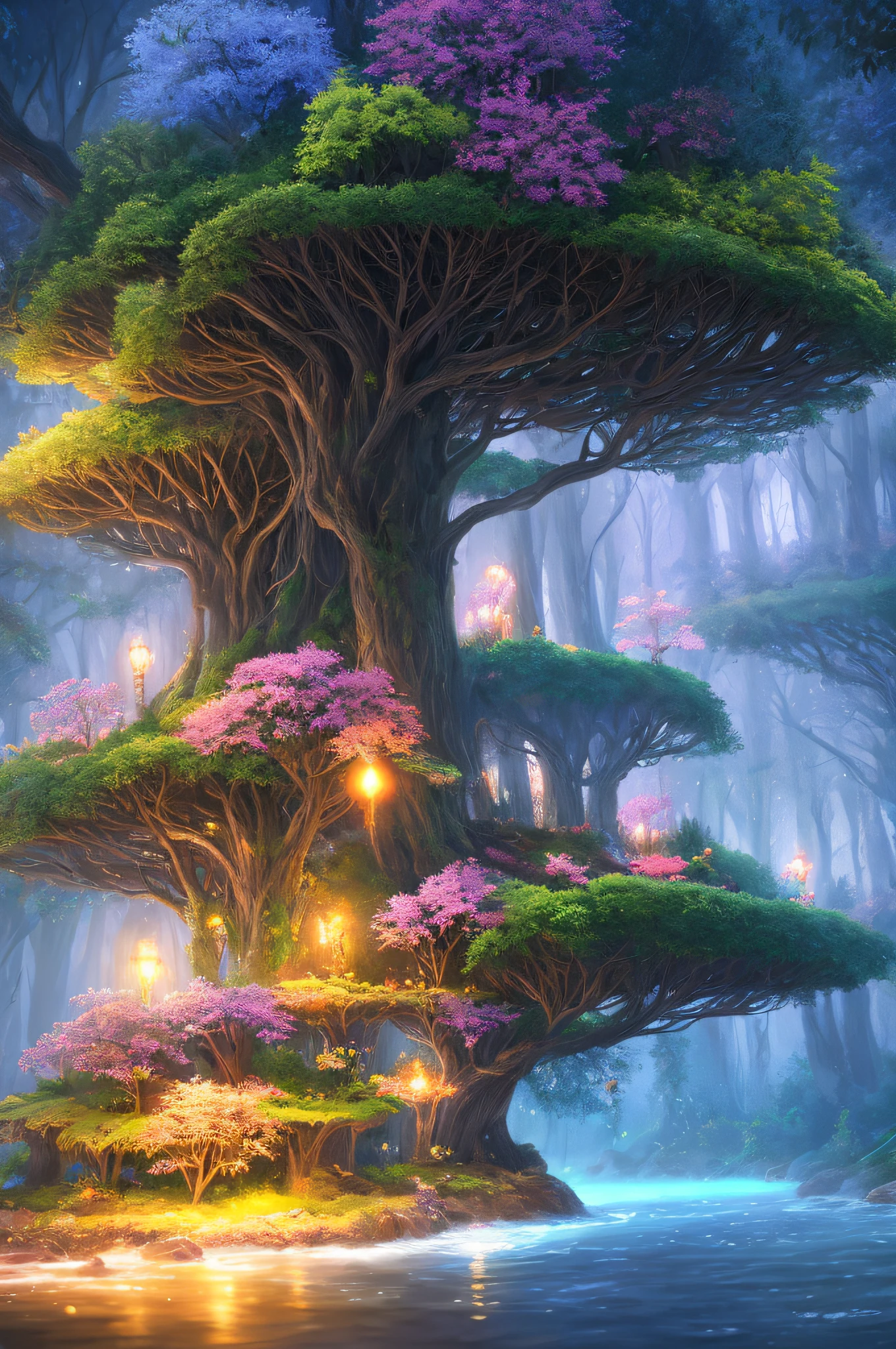 masterpiece, best quality, high quality,extremely detailed CG unity 8k wallpaper, An enchanting and dreamy scene of a fantasy forest, with towering trees, glowing mushrooms, and hidden fairy glens, creating a sense of mystique and enchantment, artstation, digital illustration, intricate, trending, pastel colors, oil paiting, award winning photography, Bokeh, Depth of Field, HDR, bloom, Chromatic Aberration ,Photorealistic,extremely detailed, trending on artstation, trending on CGsociety, Intricate, High Detail, dramatic, art by midjourney