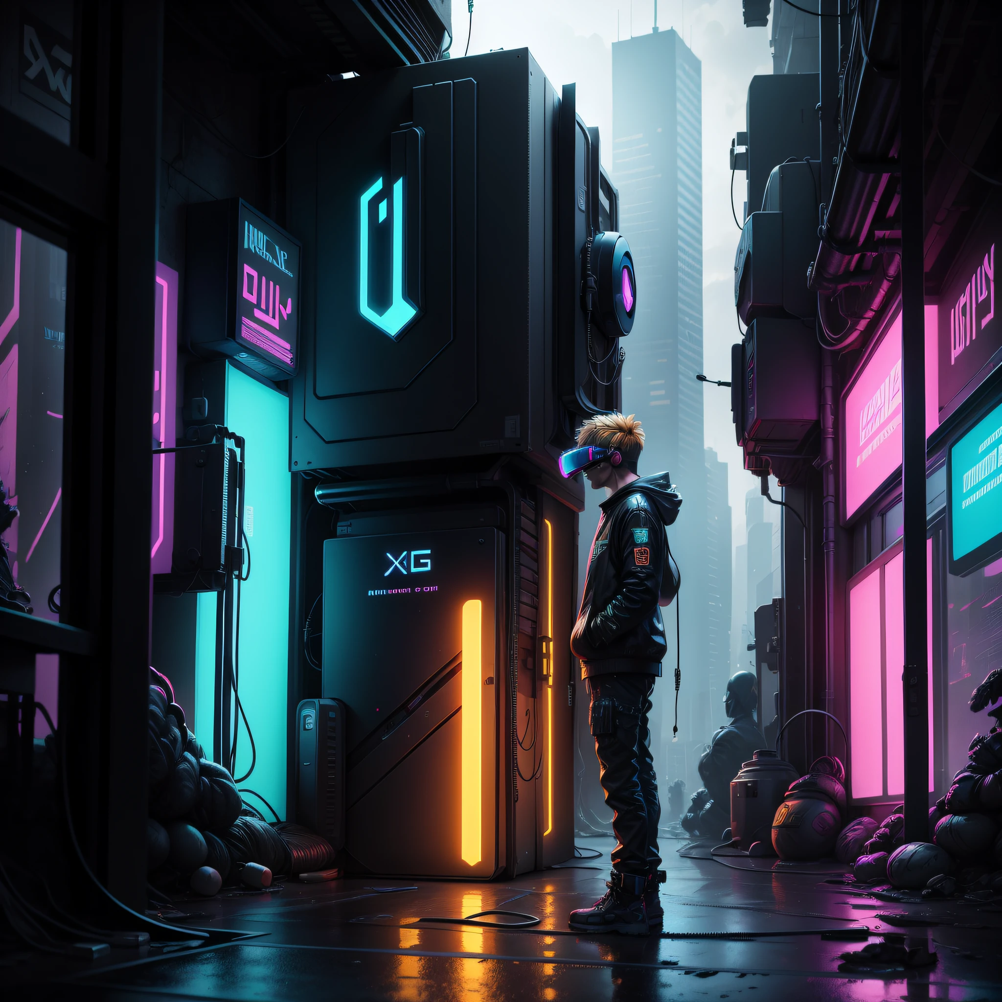 highlighted NEXUS word, cyberpunk, virtual reality, Conceptual art, 1080P