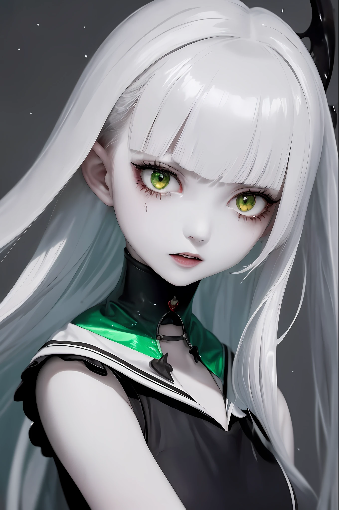 23
(very delicate and beautiful), blood, blood, (very delicate and beautiful), (open mouth) (toothless) tongue out, (grotesque) (scary) (sailor suit), (mad), (dynamic angle, portrait), (black hair), (big green eyes), shining pure white skin, depth of field, , shortcut, random hair, (glitter), (one), cute girl, (expressionless)) (blood), ( Background dark room), rain (intense) background, (wound on neck)