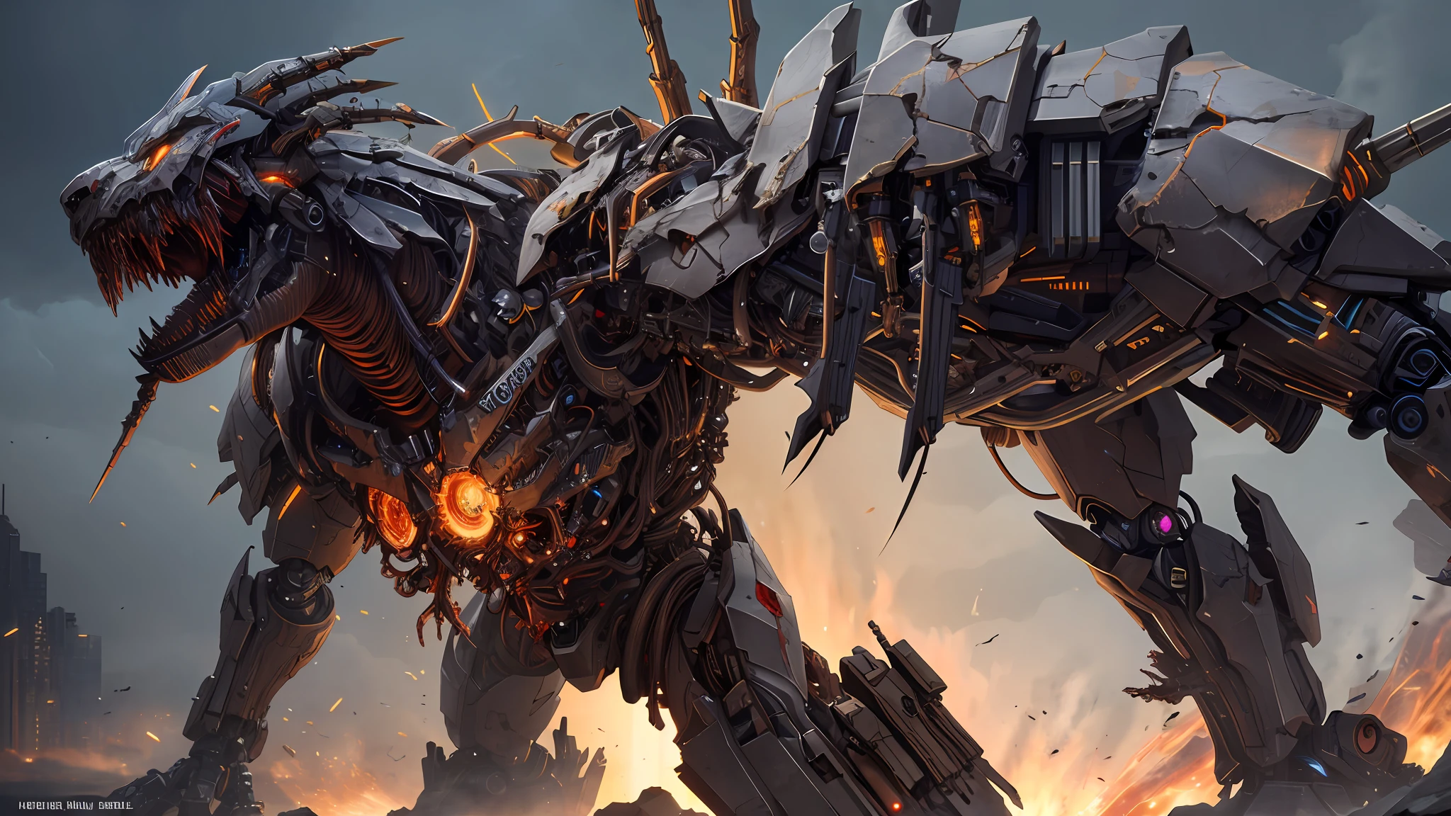 best quality, masterpiece, cinematic, volumetric lighting, extreme detail. detailed face, detailed eyes, (android, cyborg, robotic horror creature), (battle damage, heavily damaged), (loose wires, exposed metal parts), dark, broken limbs, full body