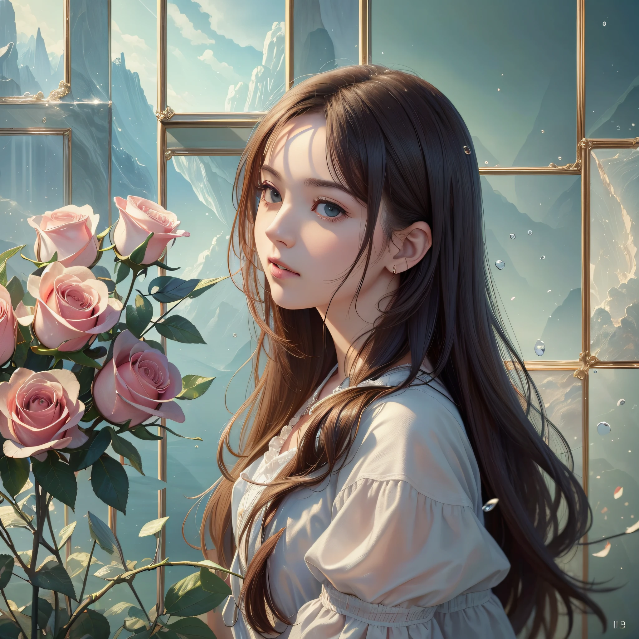 (RAW Photo: 1.2), (Realism: 1.4), (Masterpiece: 1.3), (Best Quality: 1.4), Ultra High Resolution, Sea of Roses, Realism, Dream Background, Healing --auto --s2