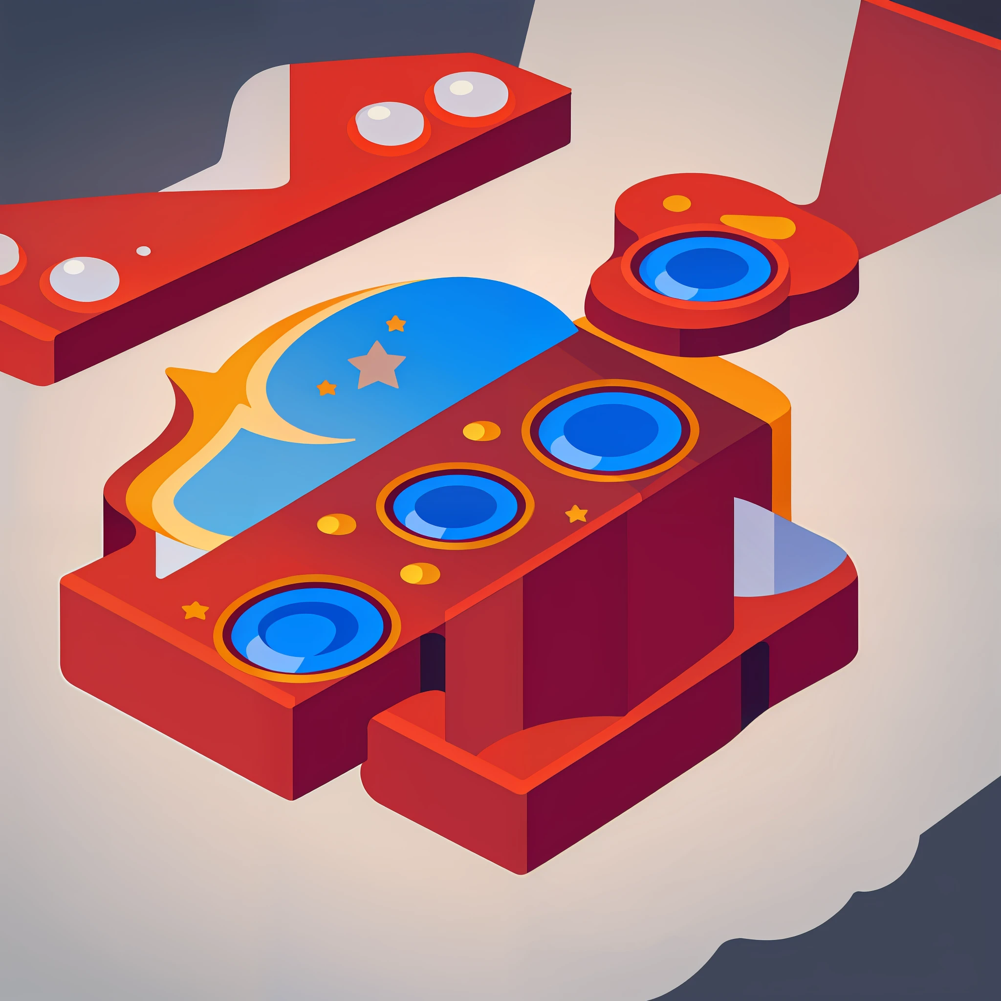 (one can), (cartoon), (((cute))), game icon, (masterpiece), reasonable structure,red with stars,