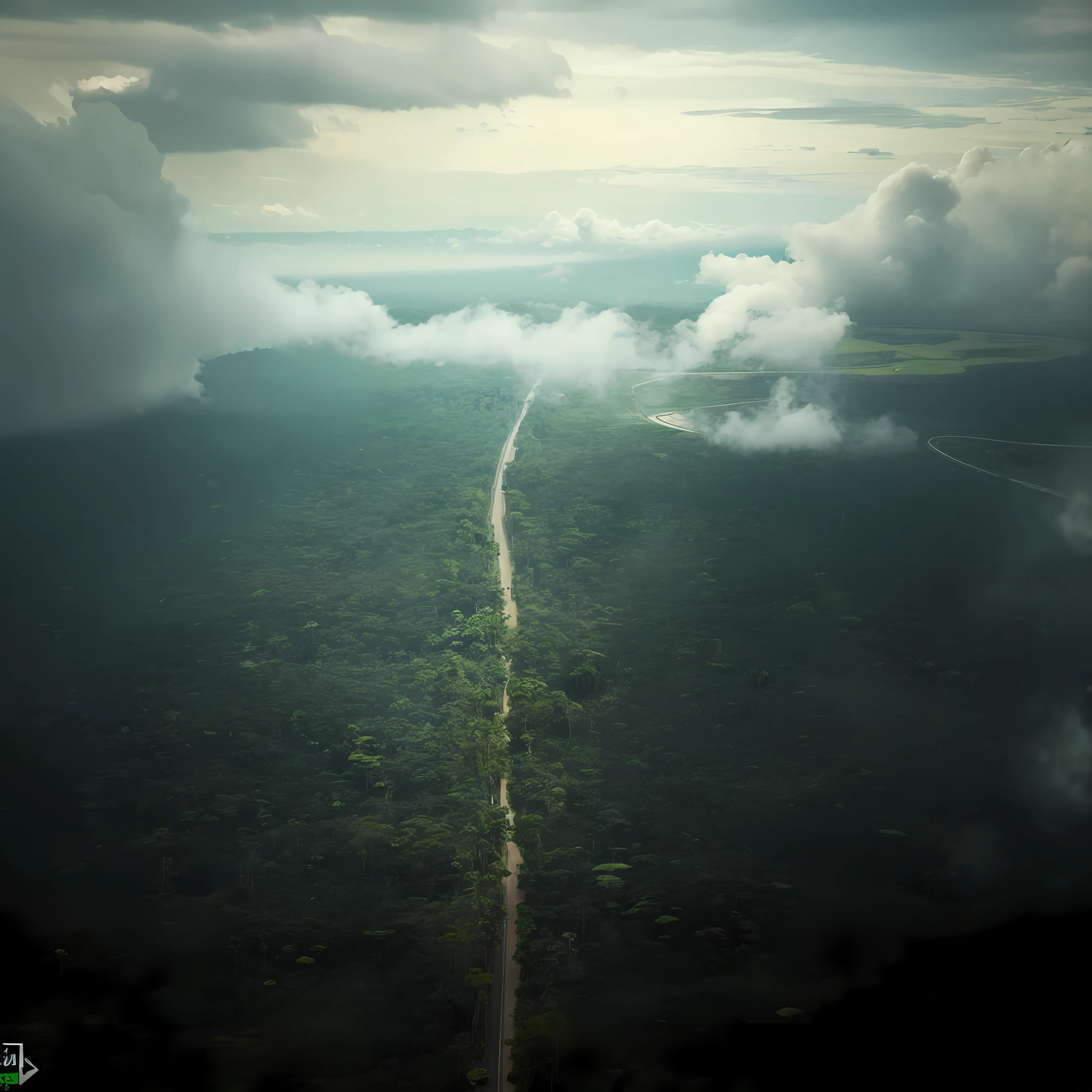 aerial view of highway 319 transamazonica passing through the middle of the forest
