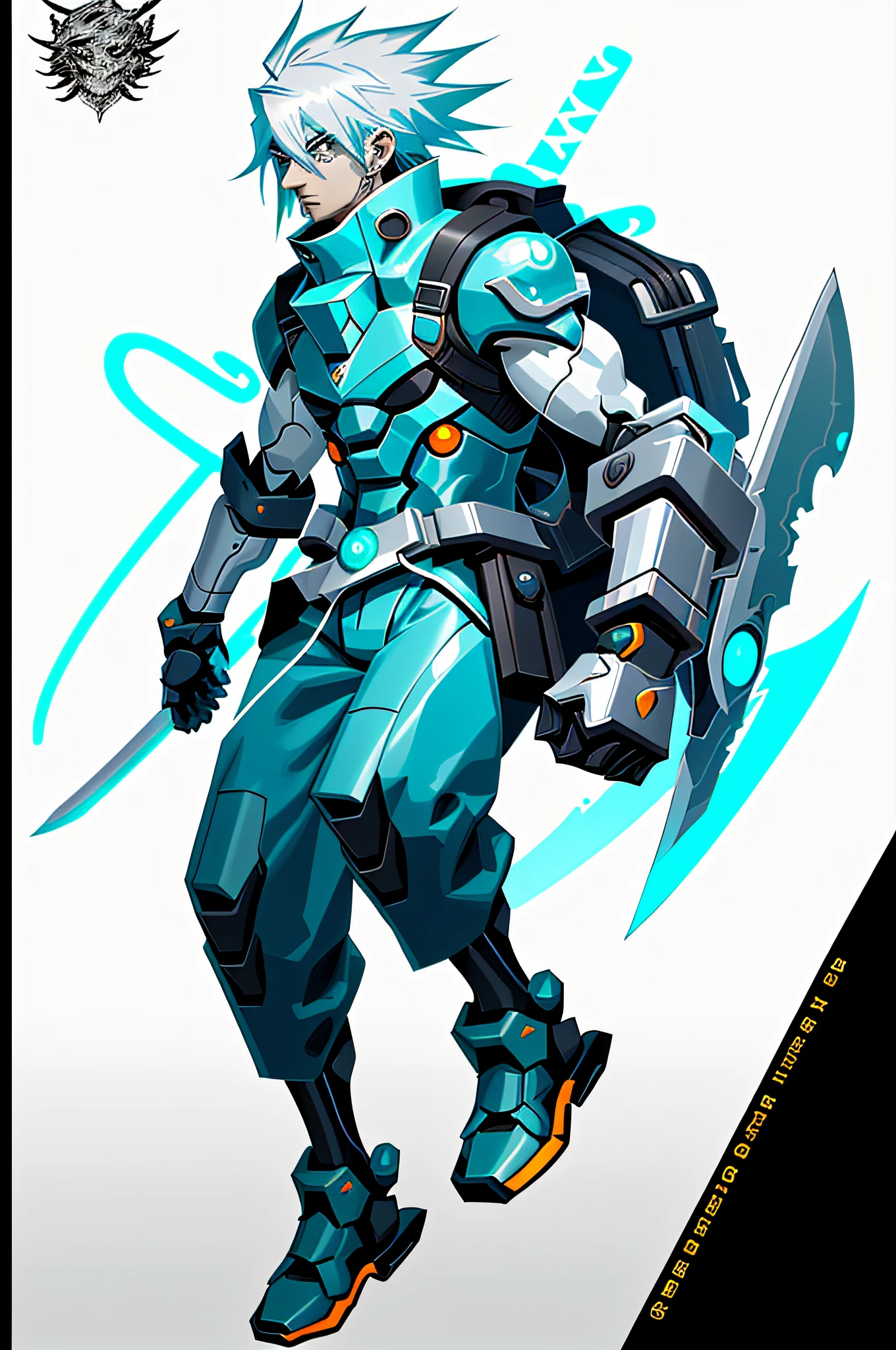 a drawing of a man with a backpack and a sword, detailed full body concept, line work concept art, greek god in mecha style, full body concept, sharp lineart, clean lineart, intense line art, bold lineart, character art the contra, inspired by Masamune Shirow, concept character, lineart behance hd, character design sketch