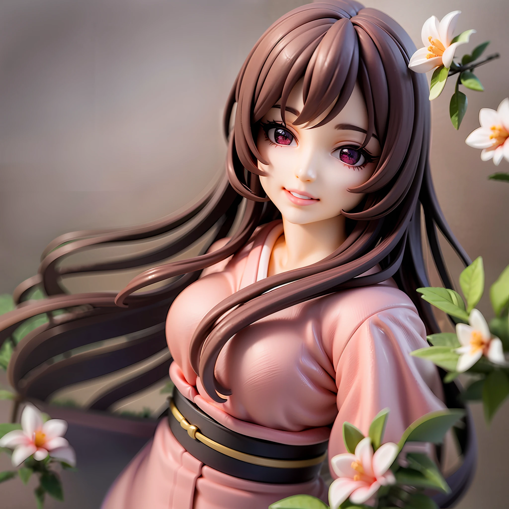 1girl, kimono,long hair, (brown hair:0.3), reaching out, dutch angle,cherry blossoms, on grass, sunlight,beautiful eye,full body, chibi, [realistic], [3d], smile, closed mouth,(8k, RAW photo, best quality, masterpiece:1.2), ultra high res, (((realistic, photo-realistic))), professional lighting, detailed lighting, professional photography, fisheye, dynamic angle, high quality, high res, extremely detailed, bloom,depth of field, sketch, sharp focus, soft lighting, good composition, god light highlight, detailed, (((photorealistic details))), detailed skin, to8contrast style