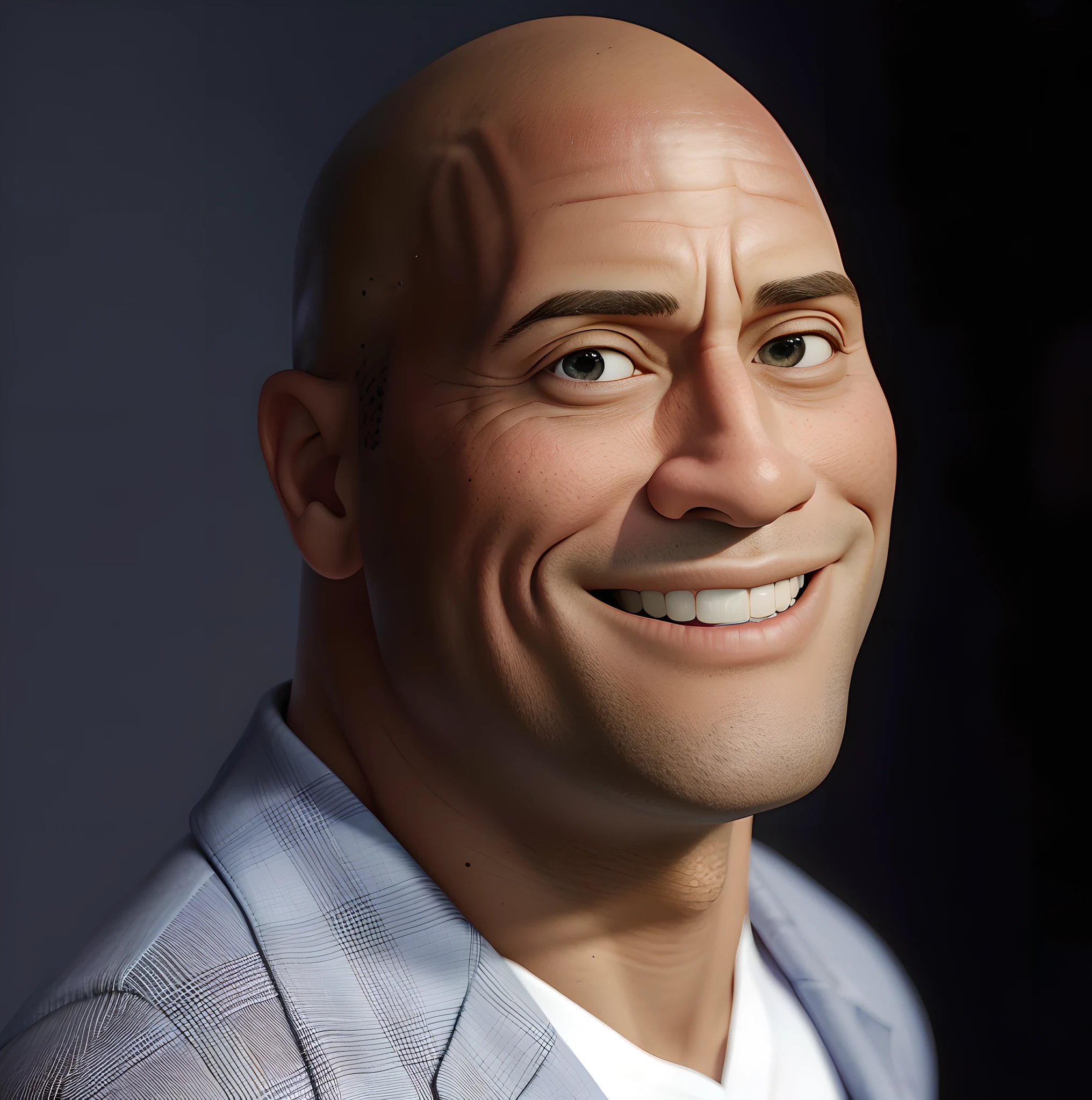 masterpiece, best quality, man in suit smiling and looking at the camera, Dwayne Johnson, disney style