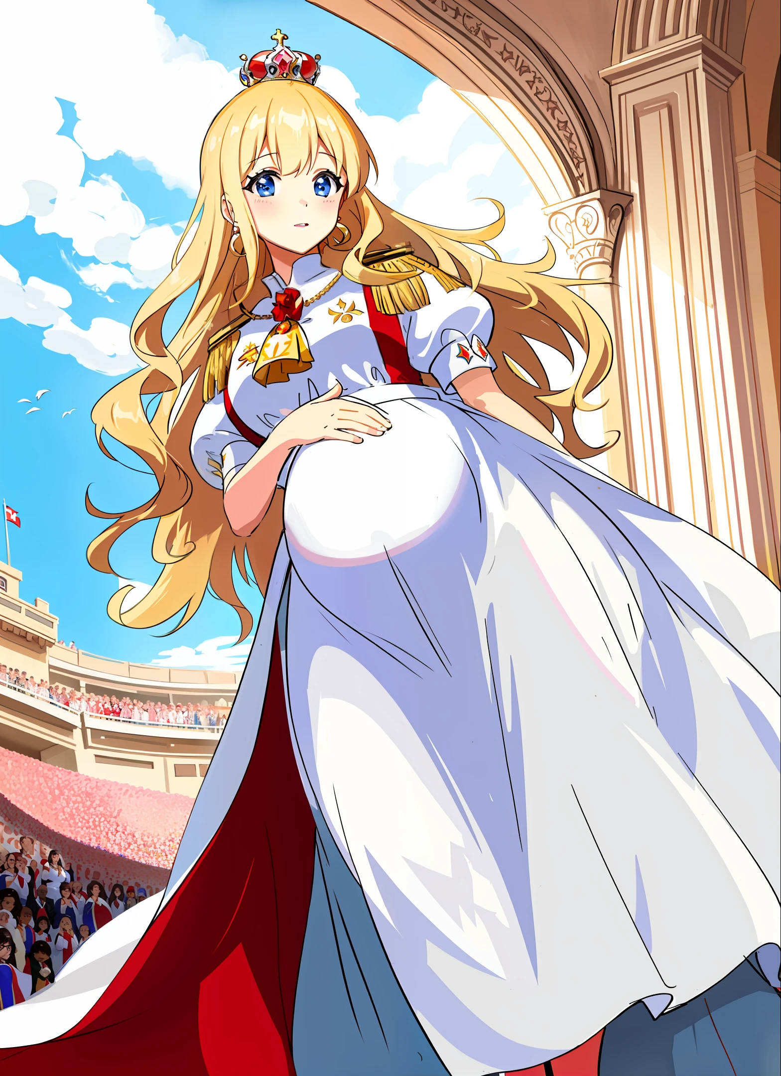 Pregnant princess behind a Monaco flag