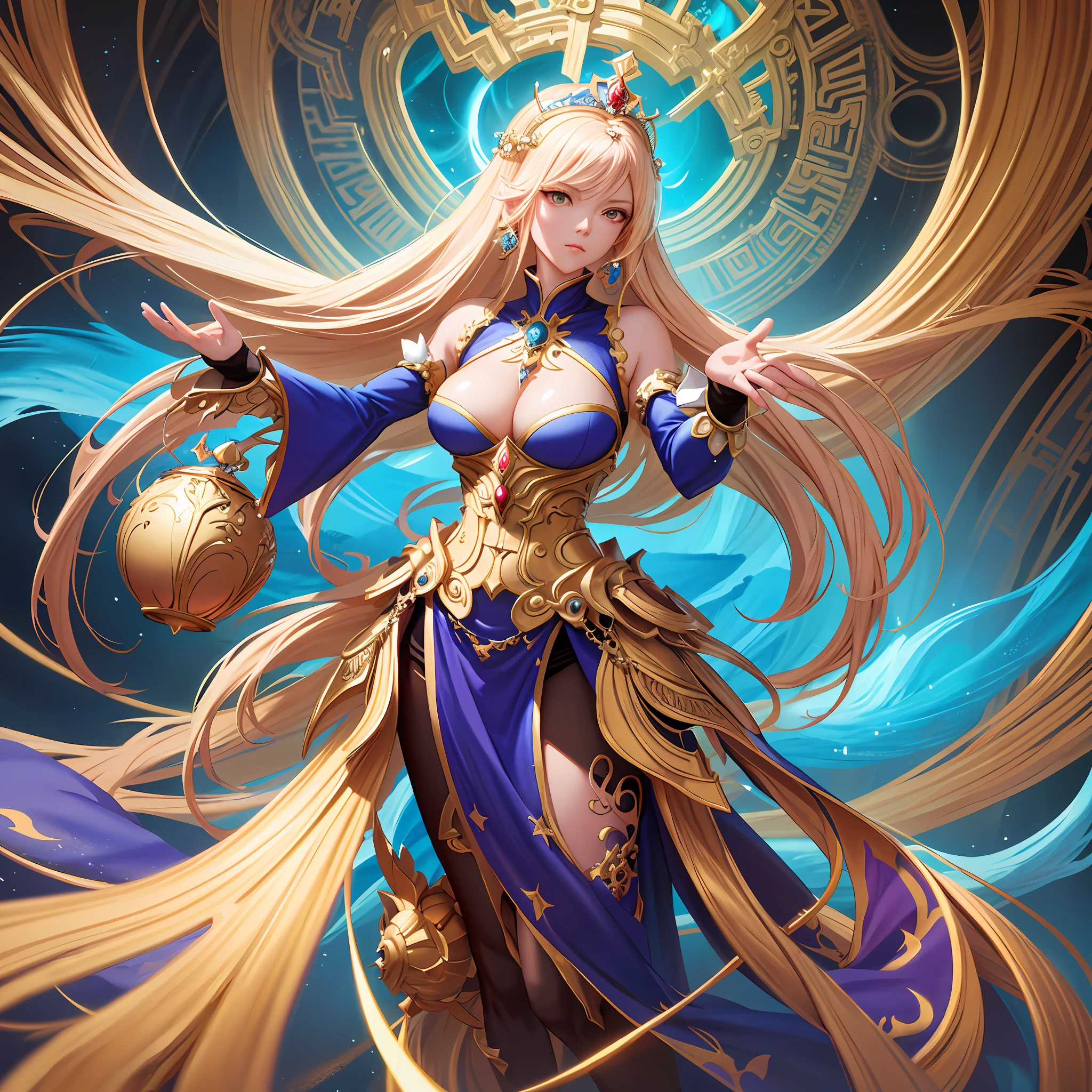 a painting of a woman in a costume holding a ball, a beautiful fantasy empress, extremely detailed artgerm, 8k high quality detailed art, anime goddess, by Yang J, ((a beautiful fantasy empress)), beautiful character painting, style of artgerm, 2. 5 d cgi anime fantasy artwork, artgerm. anime illustration