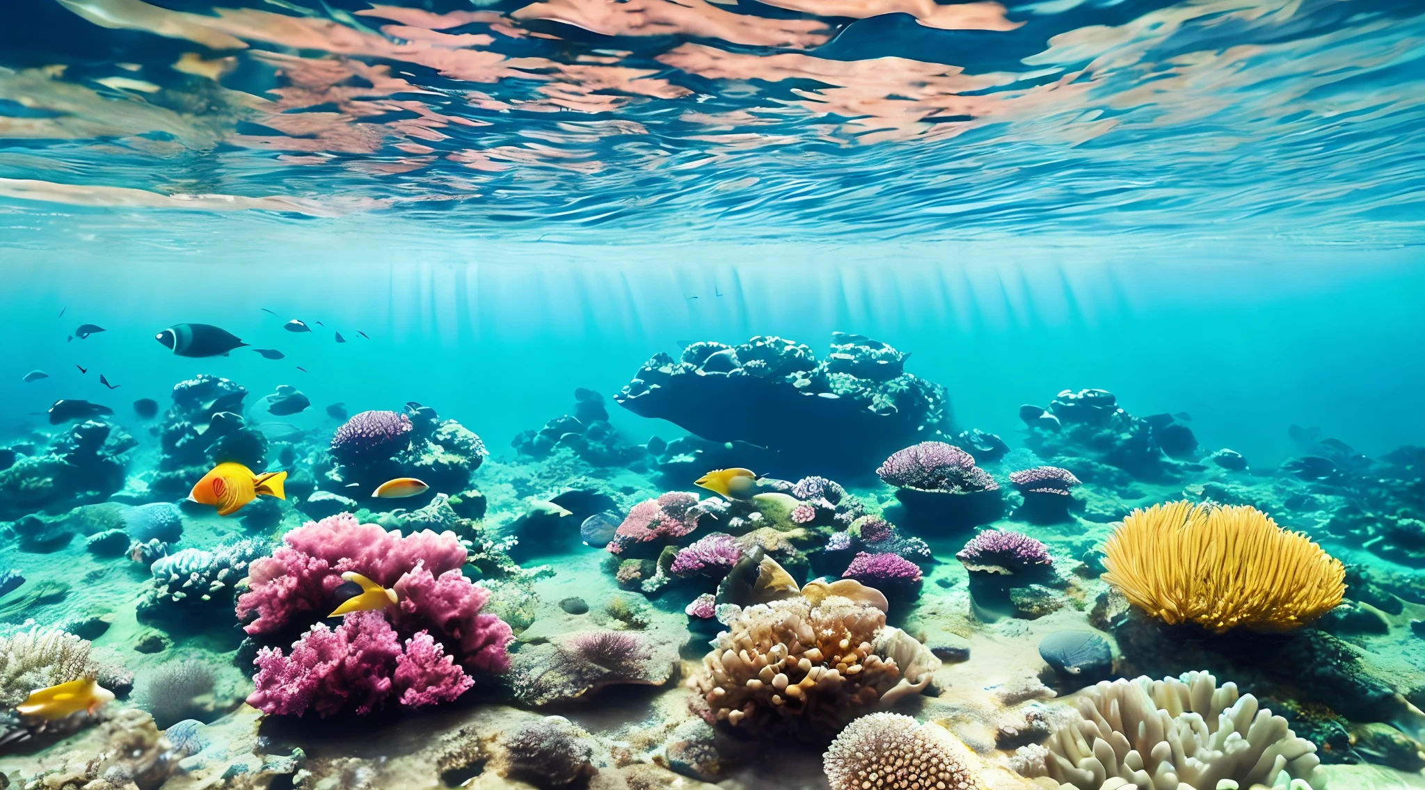 best quality, ultra high resolution, photo shoot, (photorealistic: 1.4), underwater landscape is breathtaking, deep sea