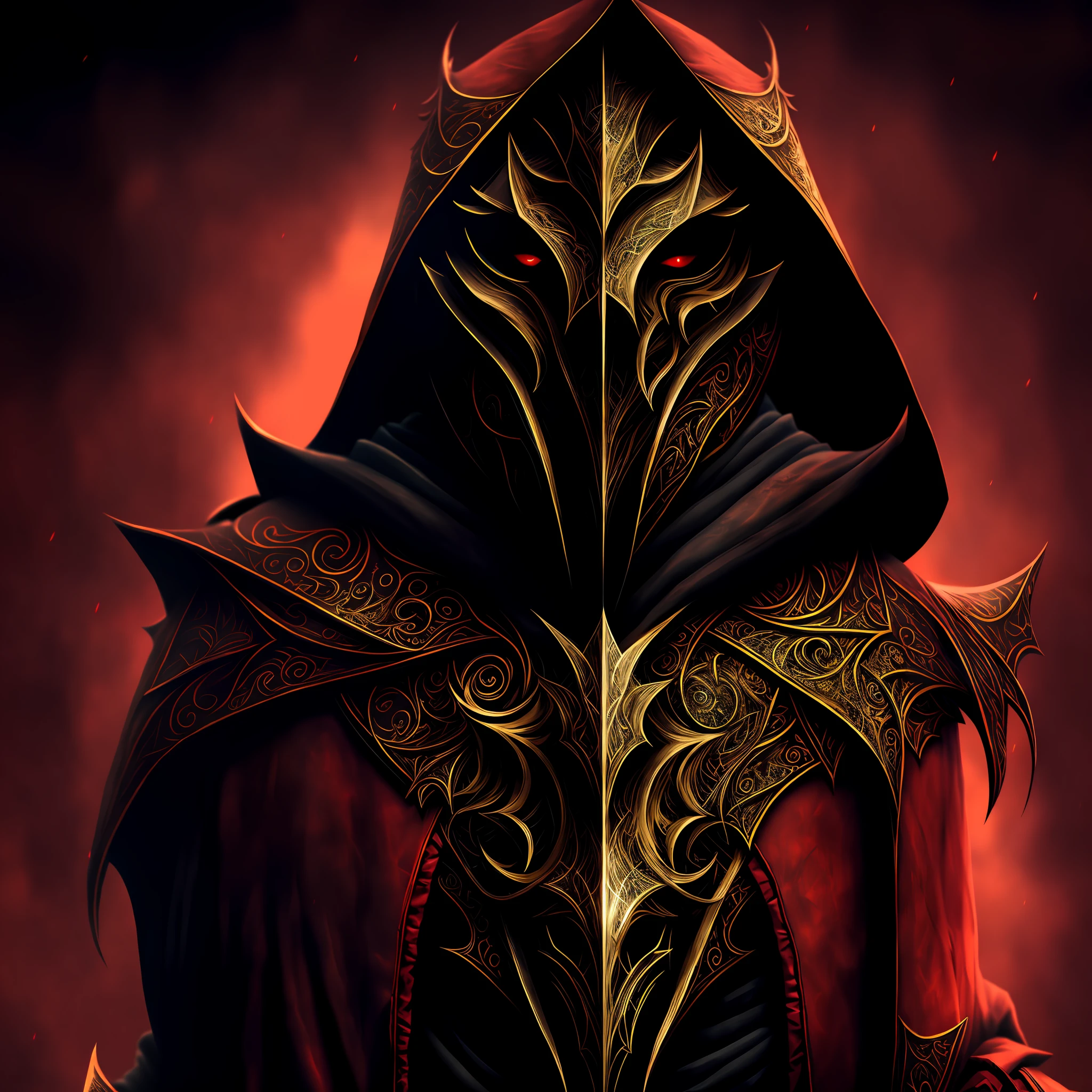 (8k wallpaper extremely detailed), a medium shot photo,front,Man, vampire, gangrel clan, hooded, sinister,Intricate, High Detail, dramatic,beard,dark background, red eyes, realistic,