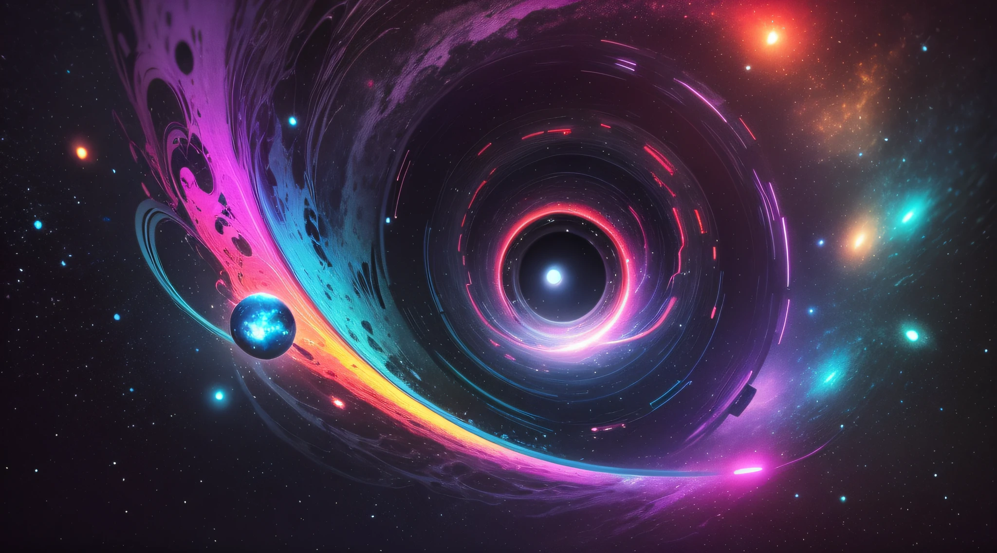 universe, psychedelic, black hole, neon --auto --s2