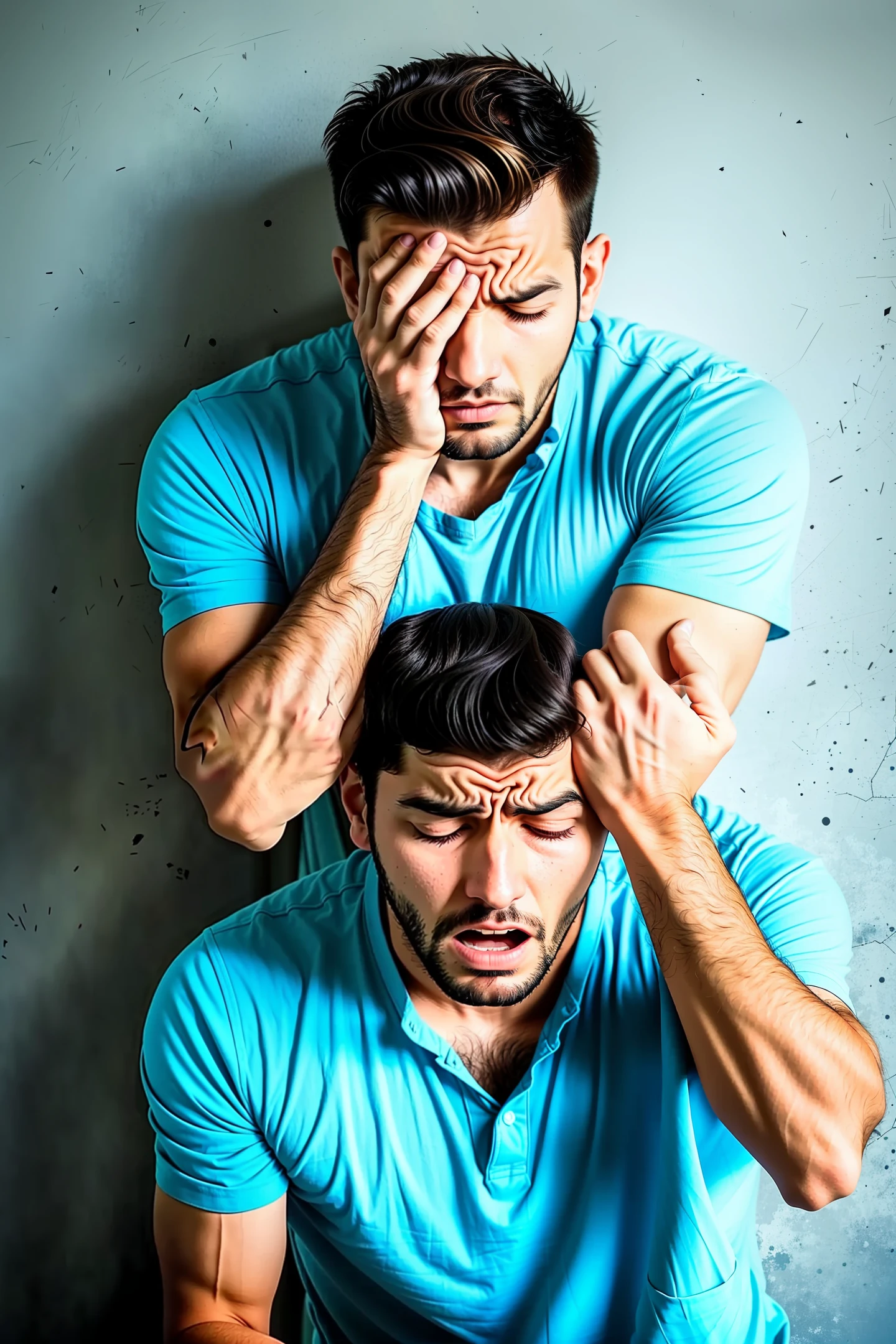 man overwhelmed by emotions