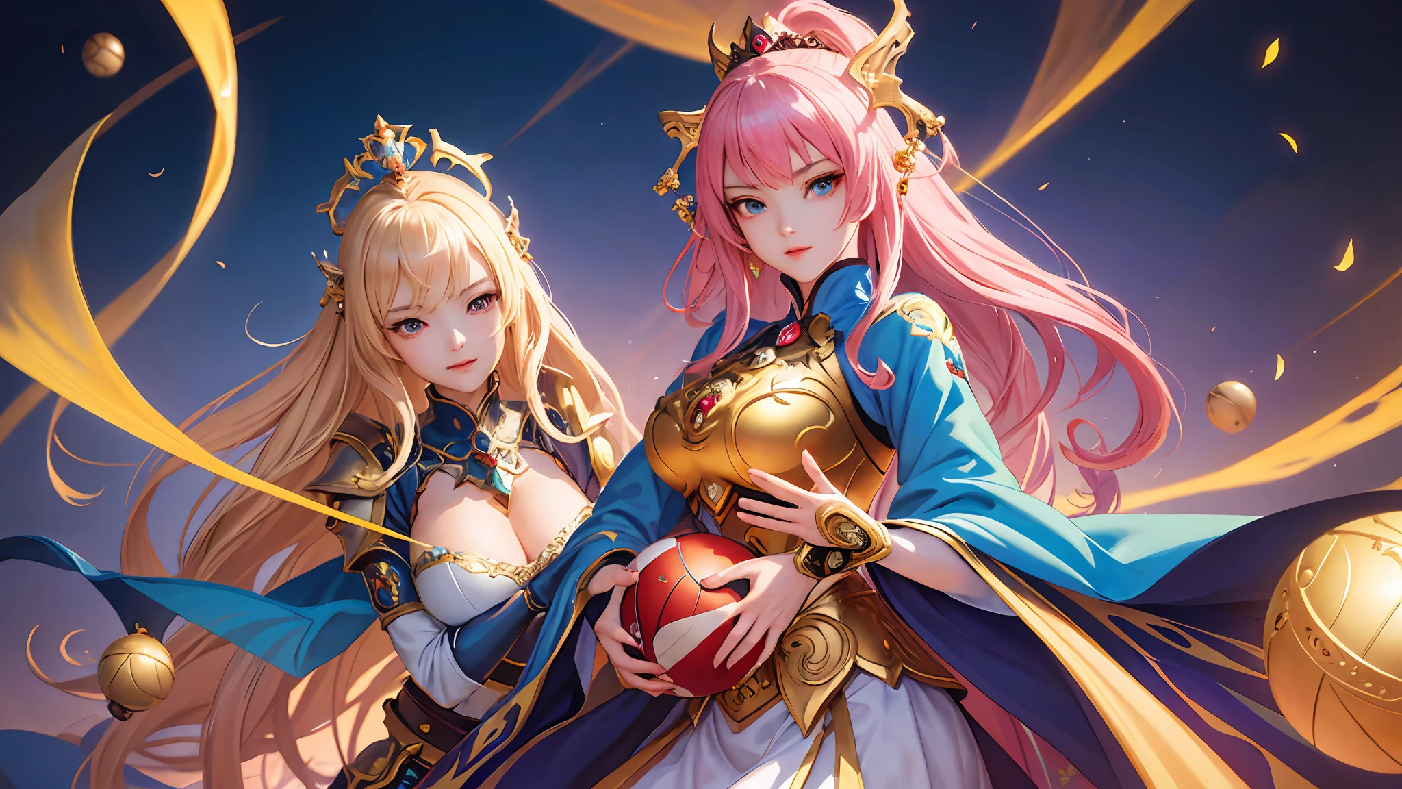 a painting of a woman in a costume holding a ball, a beautiful fantasy empress, extremely detailed artgerm, 8k high quality detailed art, anime goddess, by Yang J, ((a beautiful fantasy empress)), beautiful character painting, style of artgerm, 2. 5 d cgi anime fantasy artwork, artgerm. anime illustration