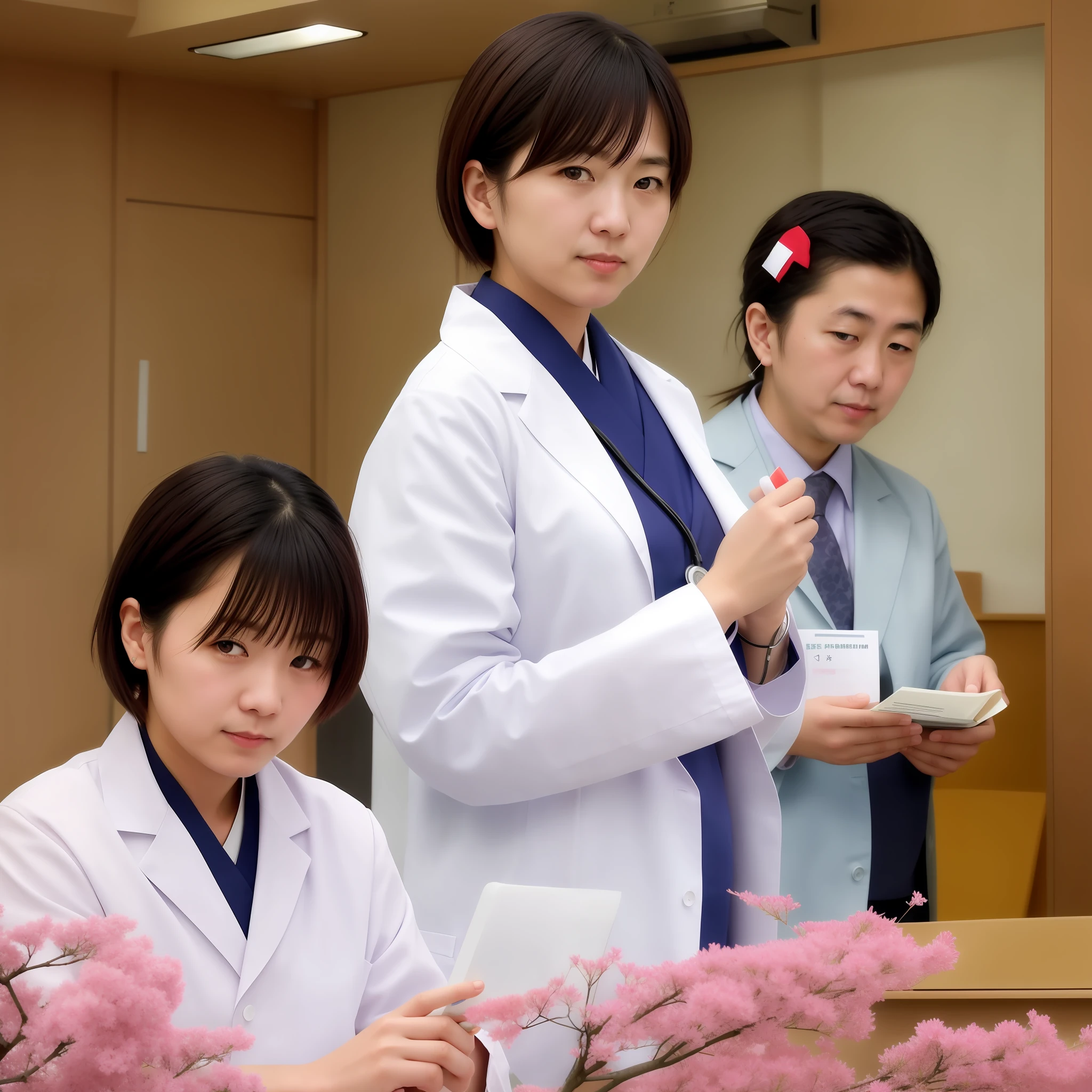 Japan people, realistic atmosphere, medical students