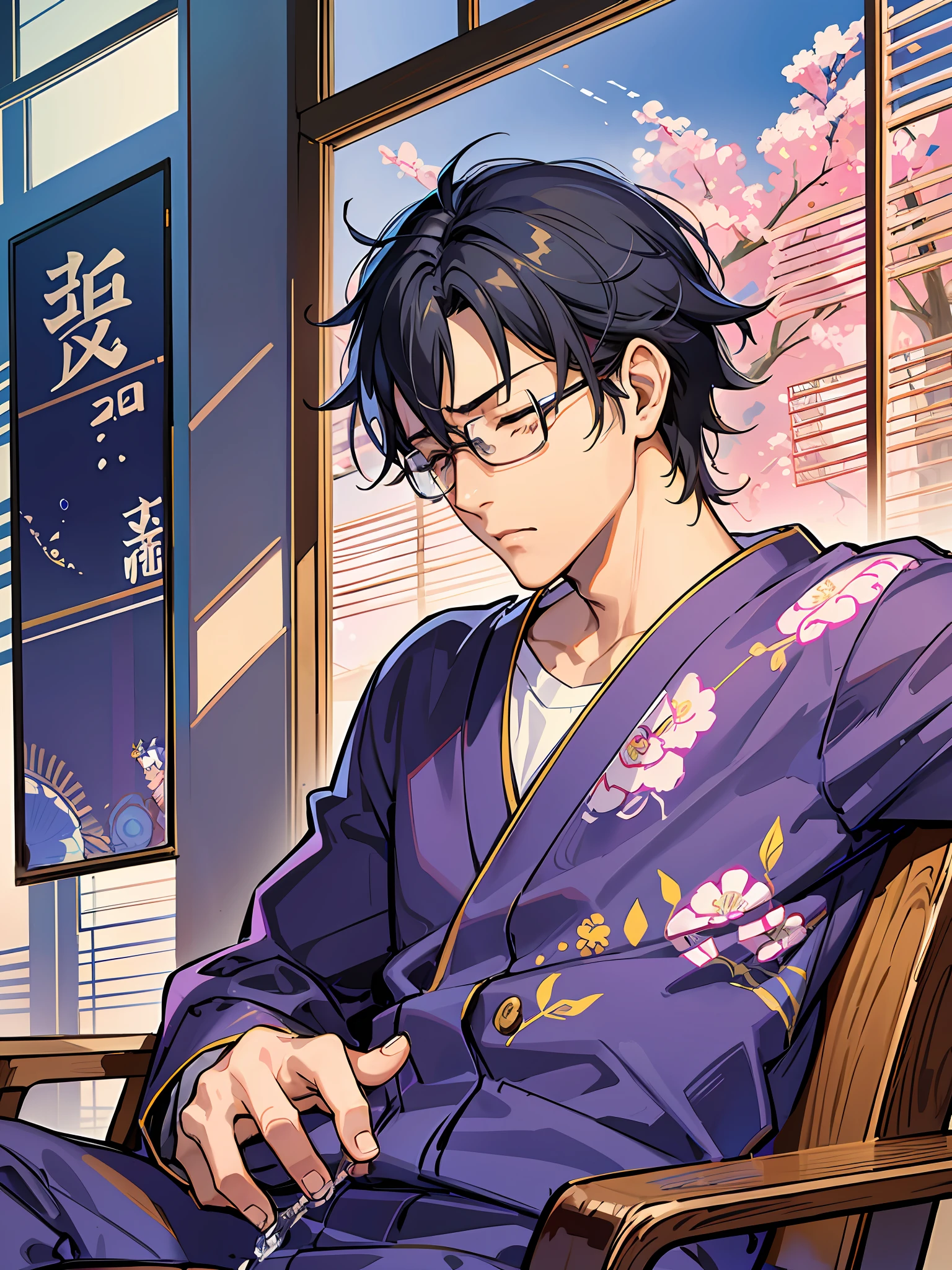 arafed man sitting in a chair with his eyes closed, giga chad crying, jackie chan doing lsd, he has a devastated expression, hideki anno, hideo kojima, japanese tv show, hideaki anno, tony hawk crying, hiroaki tsutsumi style, toru narita, hiroya oku, kojima