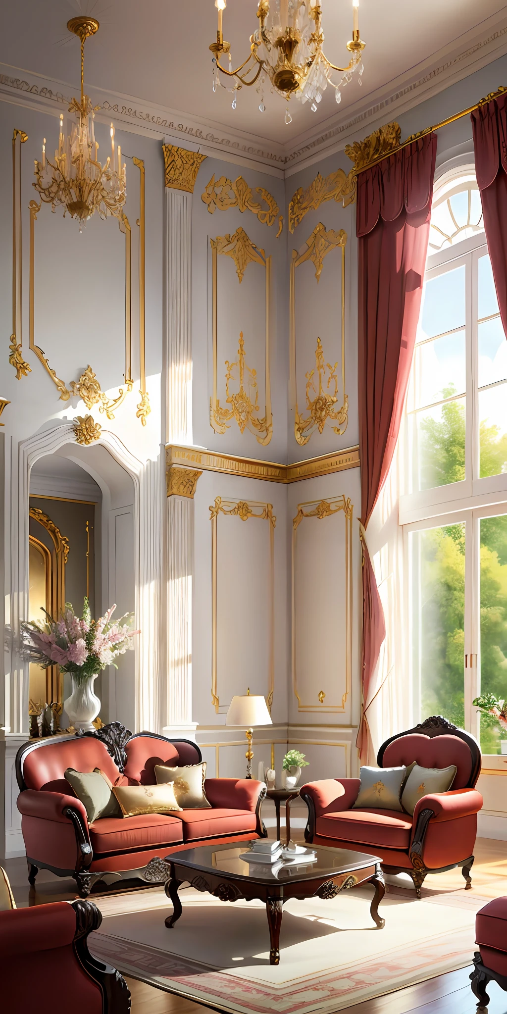 European-style living room, interior decoration details, decoration design drawing --v 6