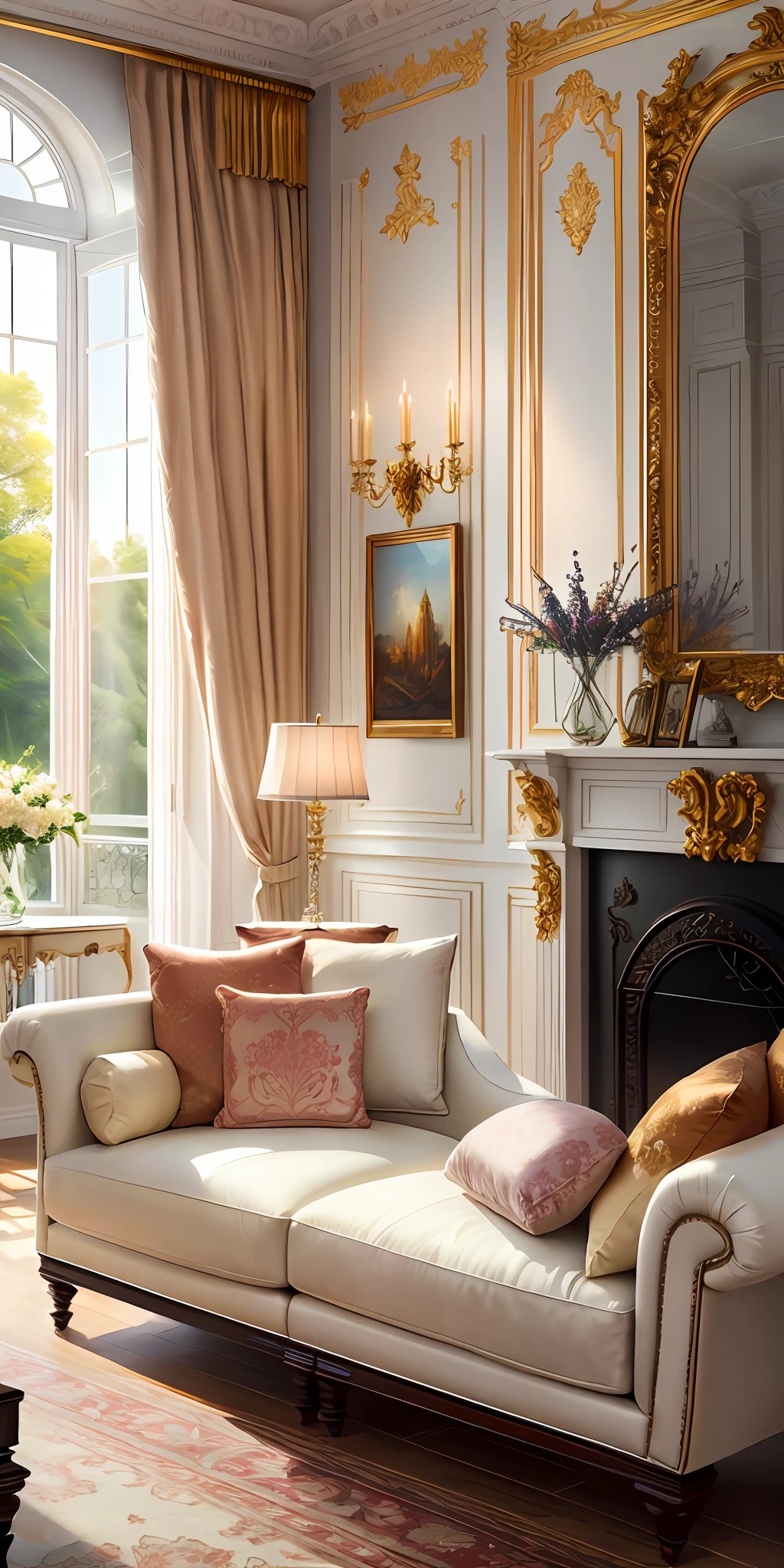 European-style living room, interior decoration details, decoration design drawing --v 6