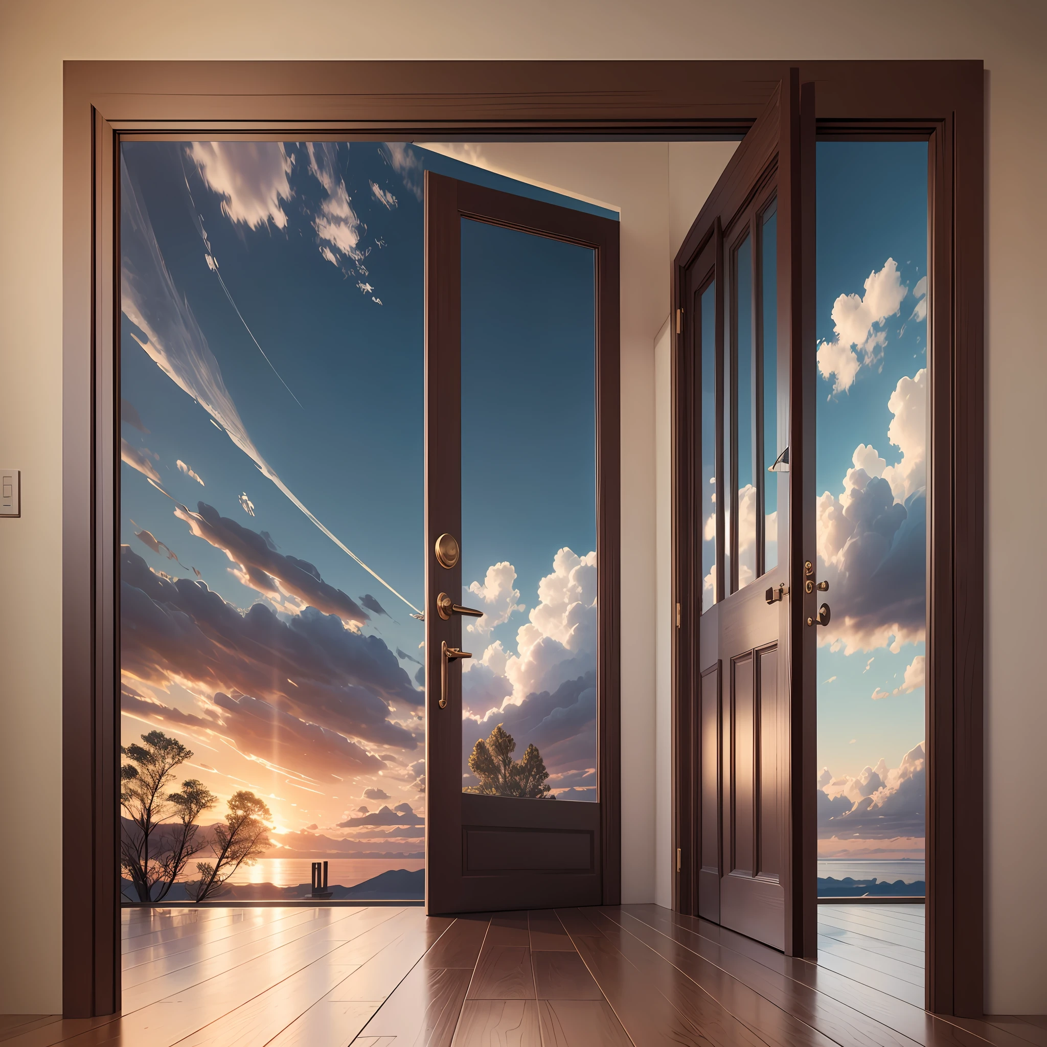An evocative image of an open door, symbolizing the opportunities and possibilities that unfold when becoming a student of online courses. The image captures a beautifully designed door with intricate details and an inviting aura. The door stands wide open, revealing a bright and expansive world beyond, representing the endless learning possibilities and the transformative journey that awaits those who embark on online education, Photography, prime lens (50mm), --ar 16:9 --v 5 --auto --s2