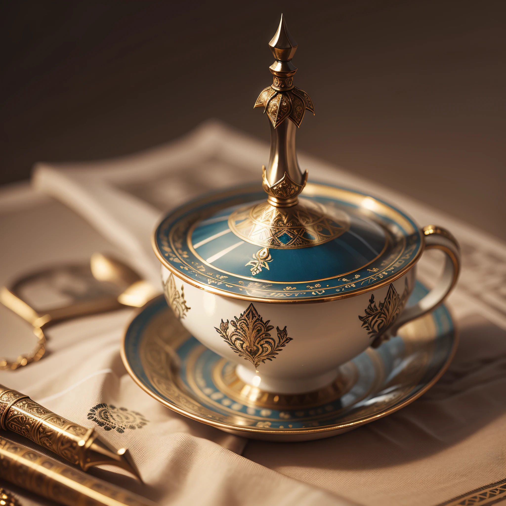 A beautifully decorated dagger on the table