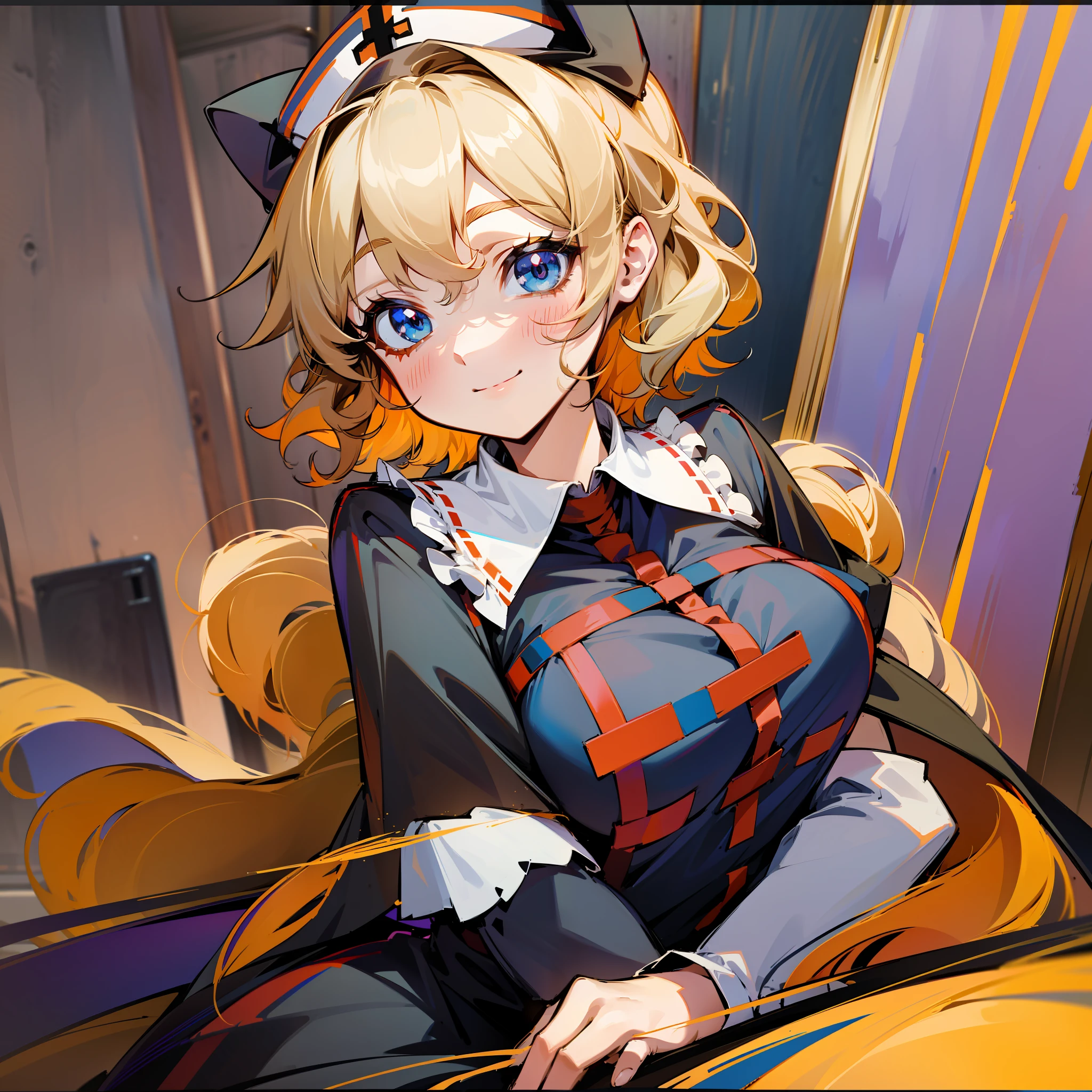 {{{Masterpiece}}}, {{{detailed}}} {{{high Resolution}}}, colorful, {{{cinematic lighting}}}, {{detailed}}, 4K, Touhou, Medicine Melancholy, blonde hair, silver-blue eyes, short hair, wavy hair, semi curly hair, ((nun:1.2)), ((alternate costume)), seductive smile, big breasts, ((multiple renders of the same character: 1.3)), ((character sheet:1.2)), smile:1,