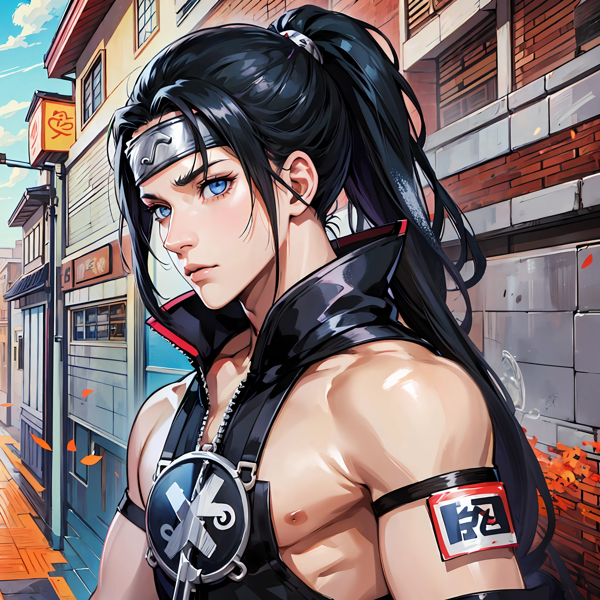 anime character with black hair ponytail and blue eyes, cute face in naruto art, male anime character, detailed anime character art, anime key art, 8k, high quality --auto --s2