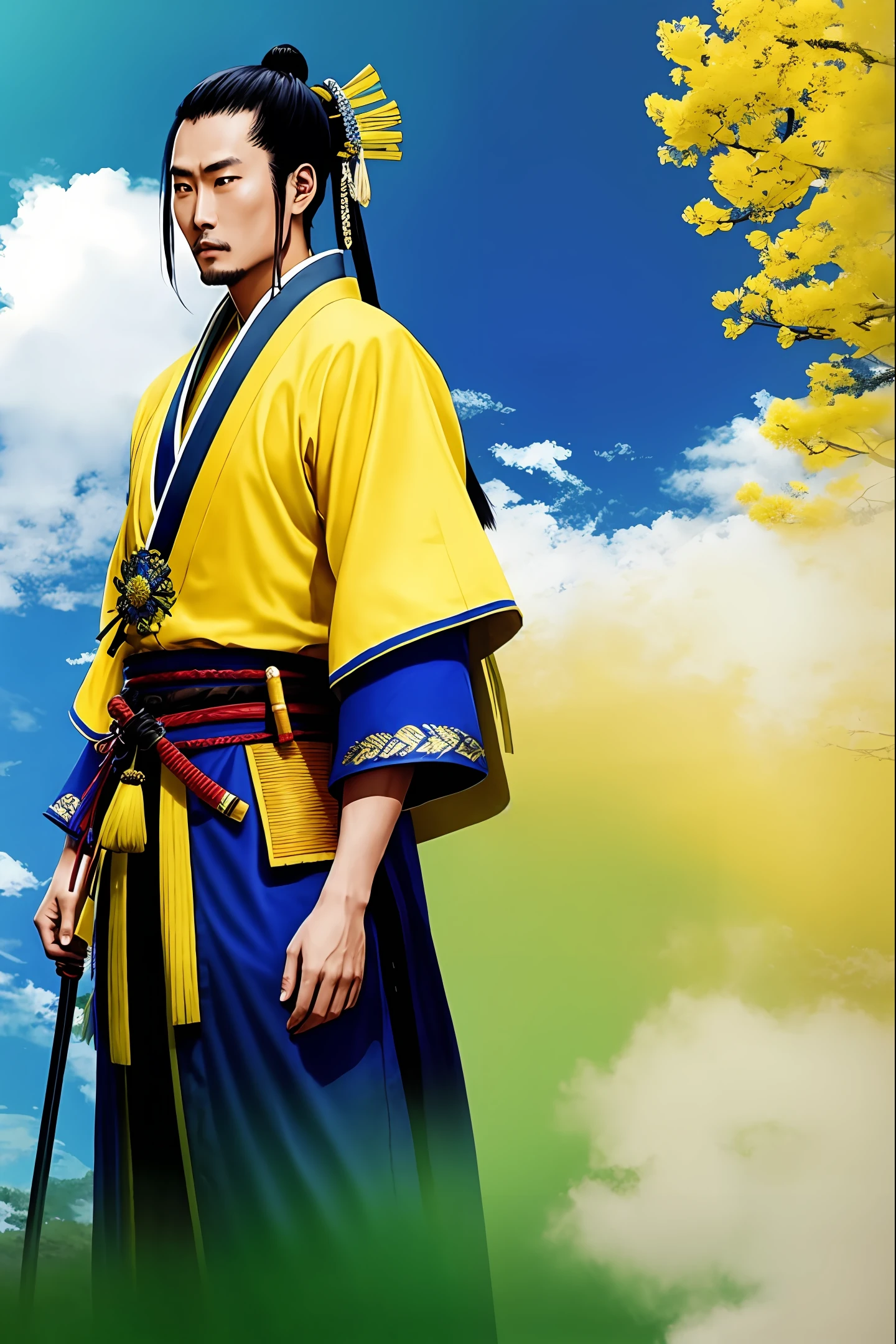 Yellow, green, blue, white, samurai, nobunaga