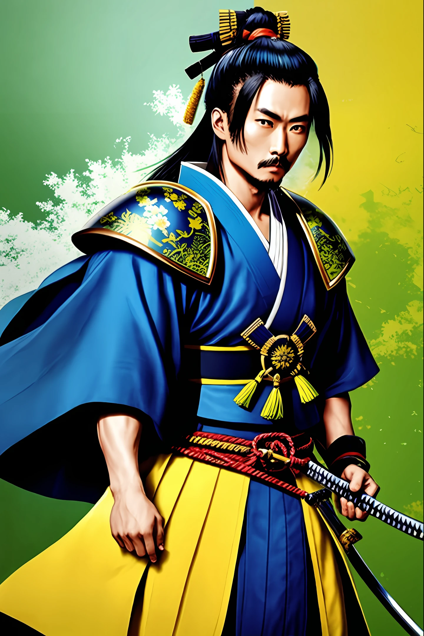 Yellow, green, blue, white, samurai, nobunaga
