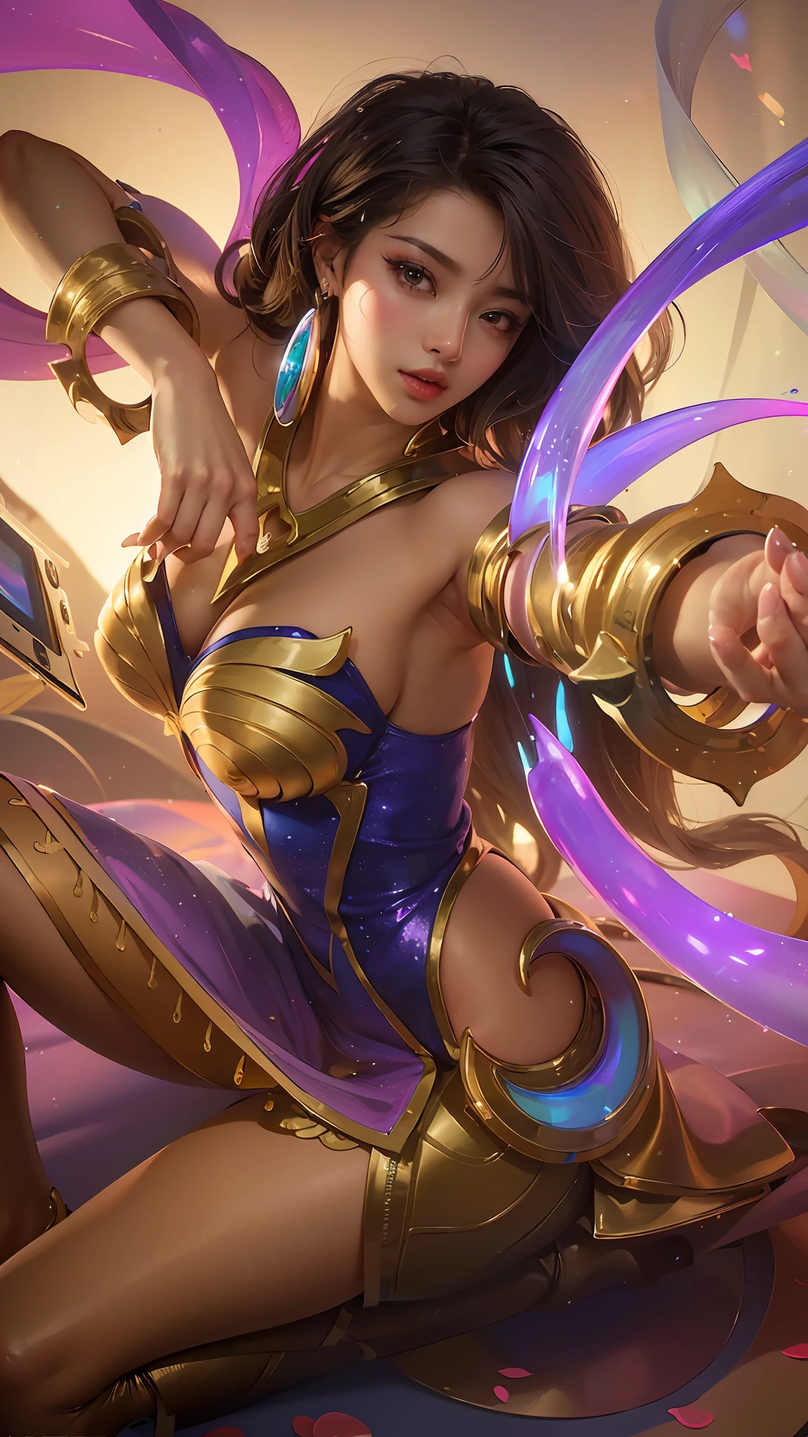 (8k, RAW photo, photorealistic:1.25) ,( lipgloss, eyelashes, gloss-face, glossy skin, best quality, ultra highres, depth of field, chromatic aberration, caustics, Broad lighting, natural shading,Kpop idol) looking at viewer with a serene and goddess-like happiness,