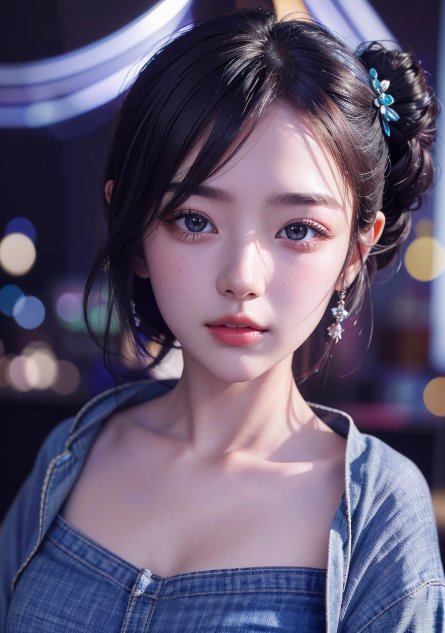 Best Quality, Masterpiece, Ultra High Resolution, (Realistic: 1.4), Original Photo, Side Light, Fine Beautiful Eyes: 1.2, Masterpiece* Portrait, Realism, Genshin, 1 Girl, Ultra Detailed