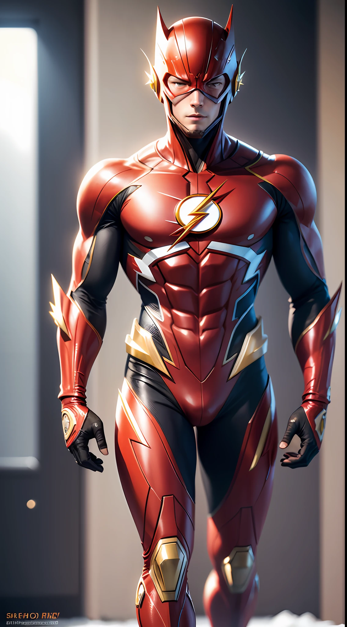 flash, the flash, superhero, hero, dc, 3d, realistic, red suit with yellow details, white background, man, yellow rays, symbol of the flash superhero, flash suit, snow, predominant white color, futuristic, technology , intricately detailed, fine details, detailed body, hyperdetailed , full body, soft diffused lighting, depth of field, full body, intricate, high detail, sharp focus, full body + ultra, realistic, detailed, ultra realistic details, Clear Light style cinematic + full body, 8k, rendering, ultra detailed, side light, sunlight beauty, clear light --auto --s2