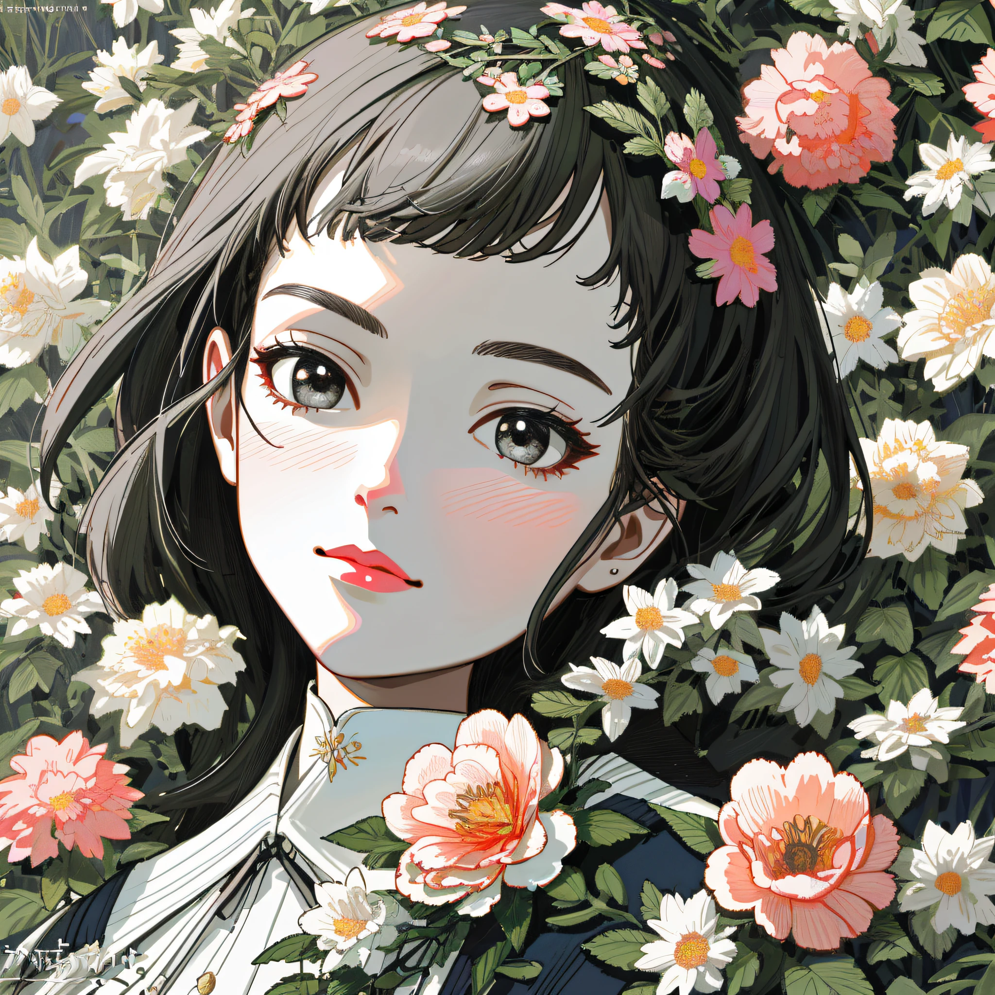 Create a floral pattern, various types of flowers, realistic style, with highly detailed elements, with the sharp image should be colorful, classic and elegant look.