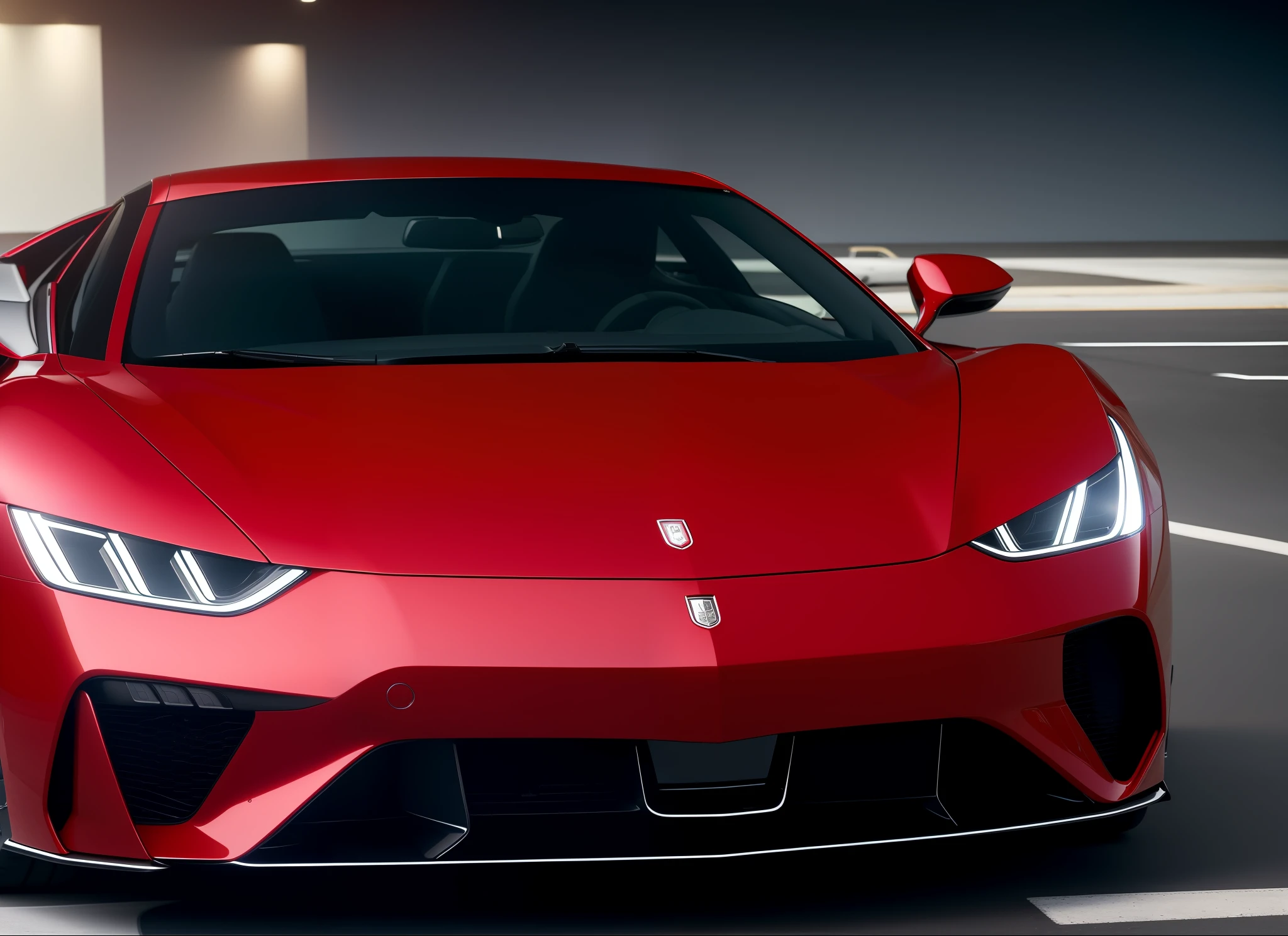 (extremely detailed CG 8k wallpaper unit, masterpiece, best quality, ultra-detailed), best lighting, luxury car, bright, metallic red, elegant design, dynamic angle, clean lines, high resolution, detailed headlights, smooth curves, elegant interior, wheels with red details, professional photography.