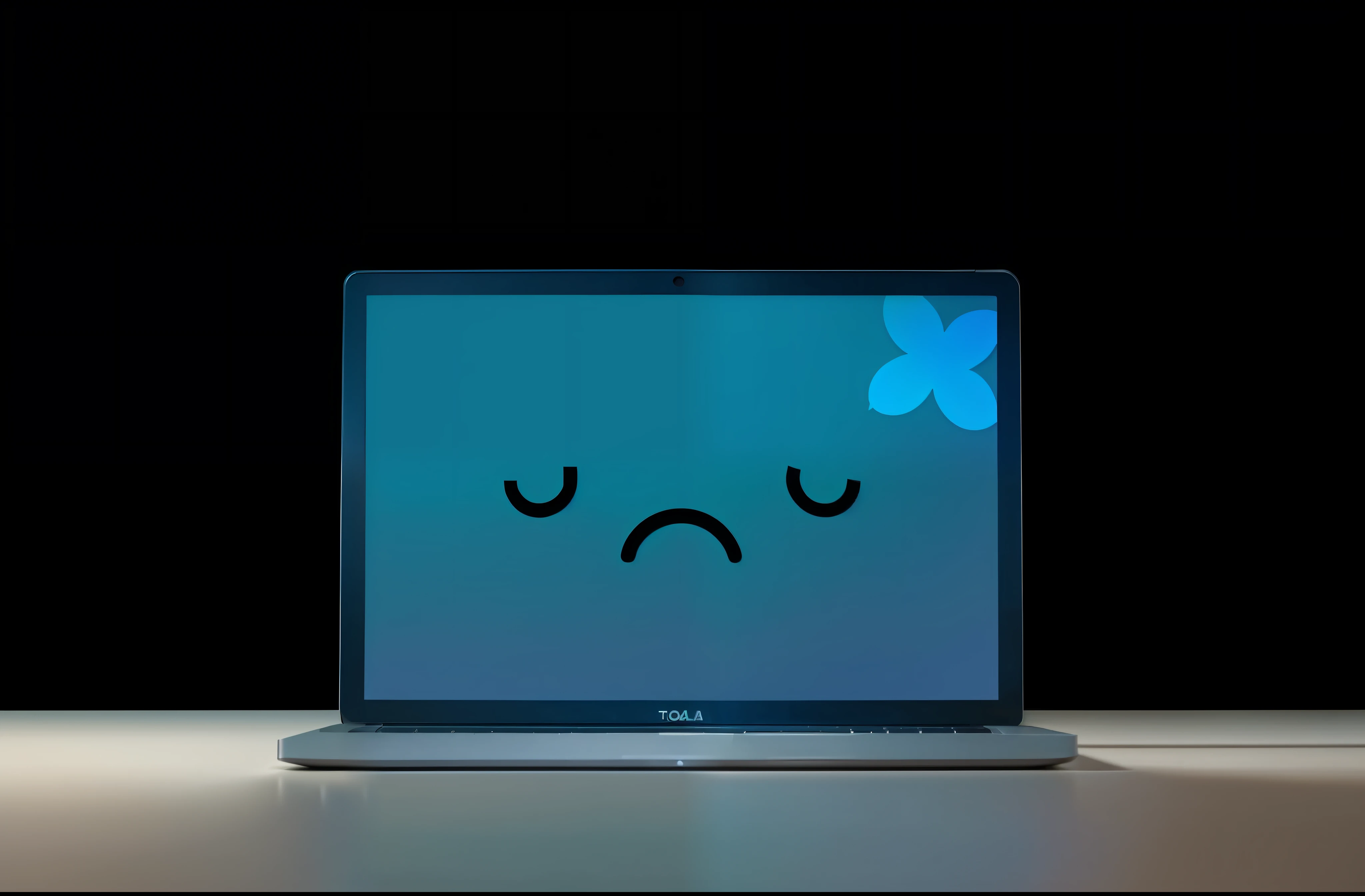 a laptop with a sad face on the screen, broken laptop screen, very sad c 12.0, technological anguish, sad motif, digital errors, sad kawaii face, very sad, a python programmer's despair, sad emoji, screen melting, a sad, very sad face, sad expression, sad face, despondent, unhappy, sad mood, sad
